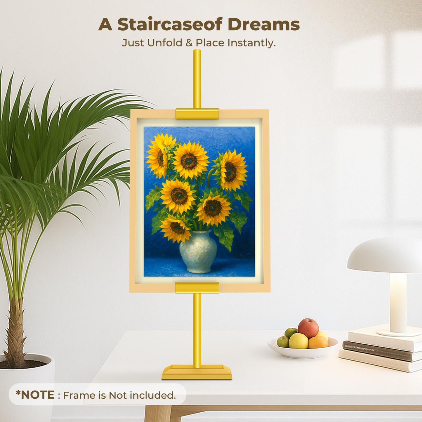 EraYues Adjustable Tabletop Easel Stand for Frames up to 29" H - Heavy-Duty Picture Frame Stand for Display, Canvas & Art, Premium Metal Gold