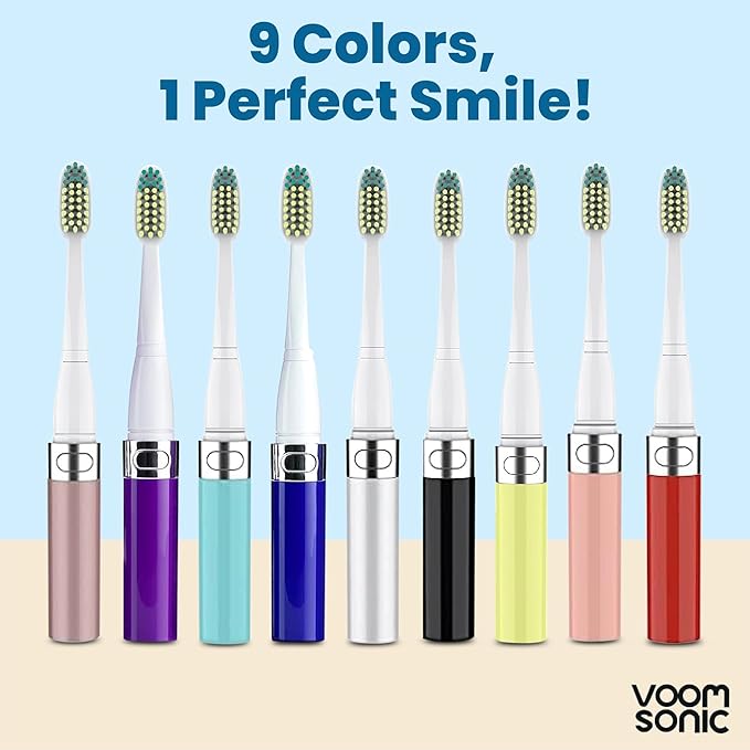 Voom Sonic Go 1 Series Travel Electric Toothbrush | Travel Toothbrushes - Battery Operated Toothbrush for Adults & Kids, Dentist Recommended Toothbrush, Portable w/ 2 Minute Timer (Yellow)