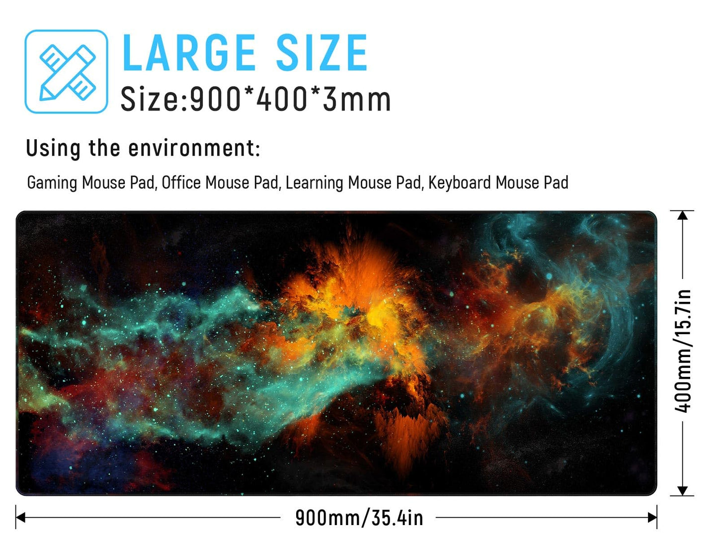 JIALONG Gaming Mouse Pad Desk Mouse Mat Large Size 35.4 x15.7inches Comfortable XXL Mousepad for Work Gaming Office Home