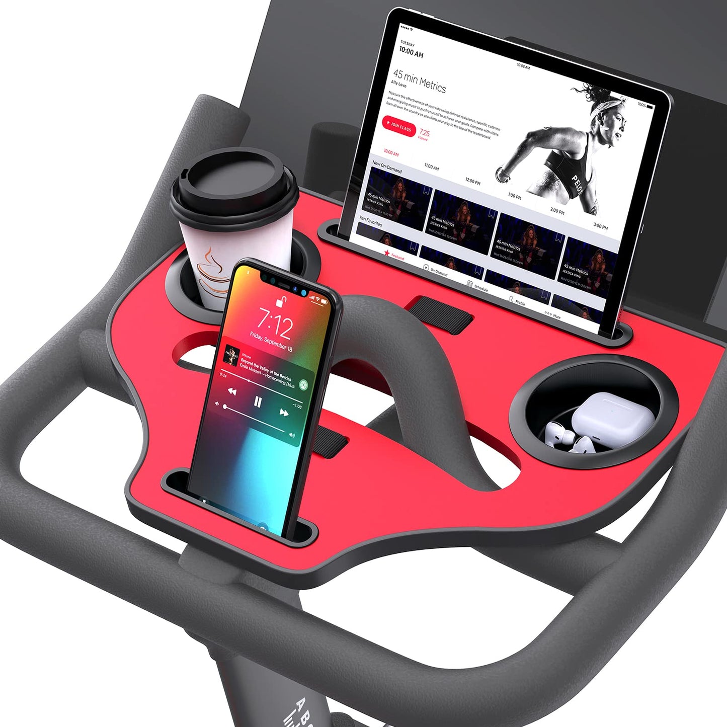 Qsxou Desk Attachment for Peloton Bike (NOT Bike+) Tray Holder for Phone, Cup, Tablet, Ergonomic Platform Tray Accessories for Peloton Spin Bikes