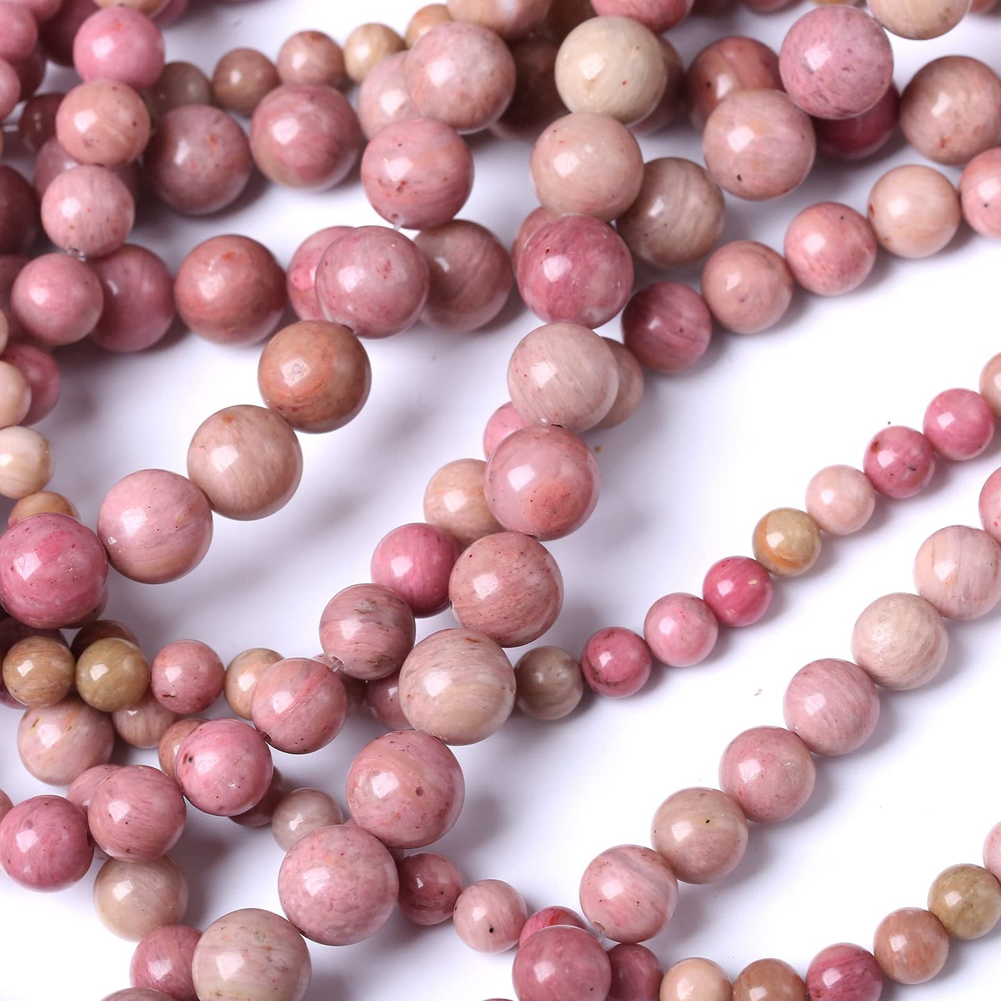 60PCS 6MM Natural Rhodonite Beads Round Loose Stone Beads for Jewelry Making DIY Energy Stone Healing Power Bracelet 15"
