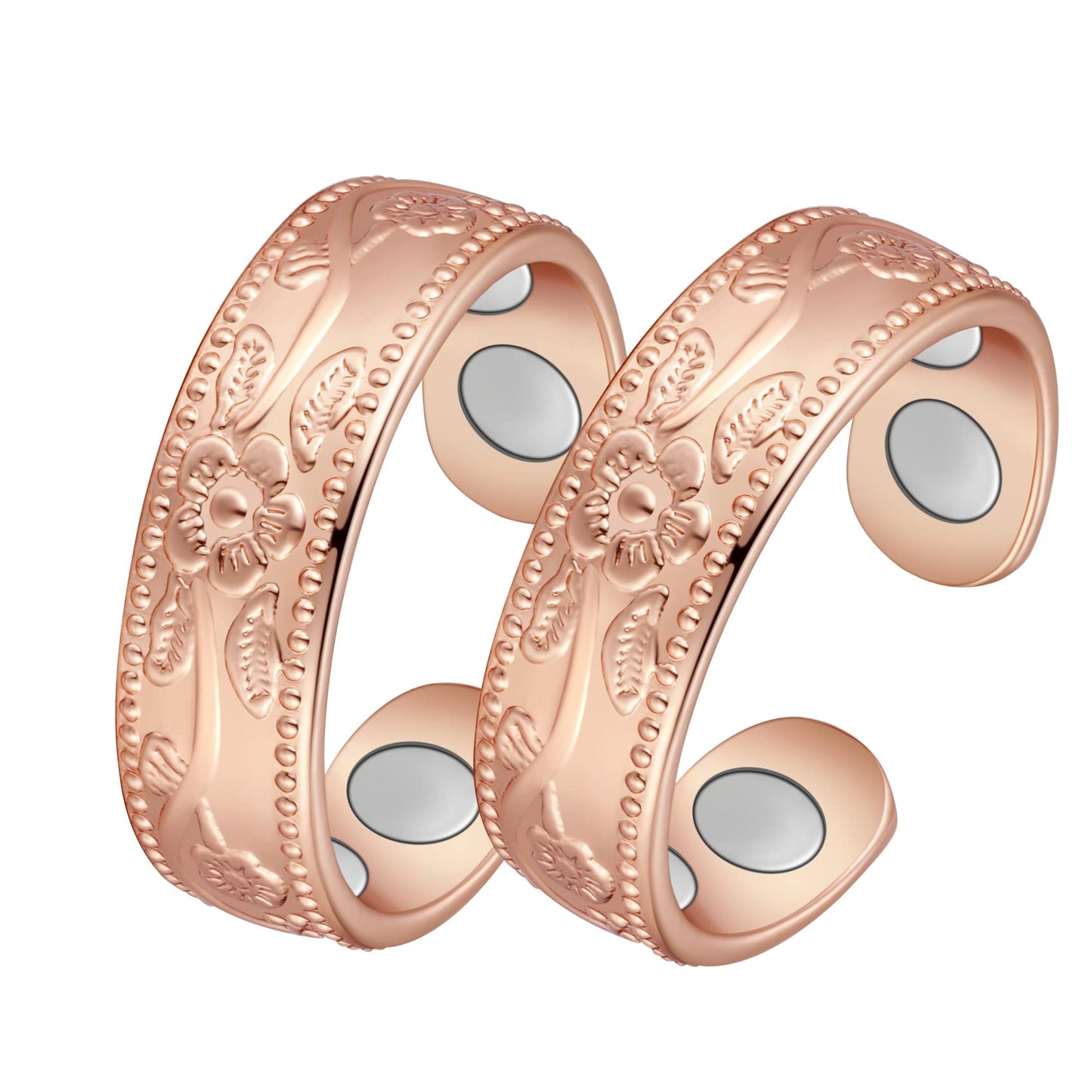 Feraco Copper Magnetic Ring for Women - Ladies Fingers Thumb 99.9% Solid Pure Copper Gifts for Women 2PCS