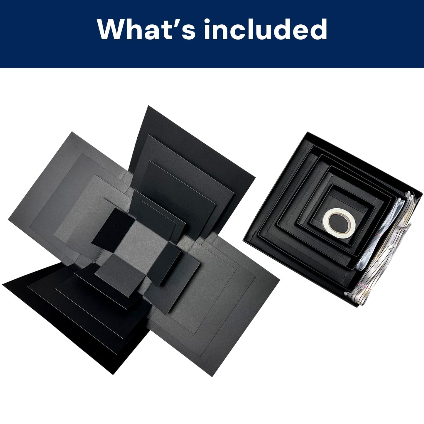 Hryan 5 Layer Gift Box, Multi Layered Explosion Photo DIY Box, Creative Surprise Picture Gift for Important Days and Holidays. (BLACK)