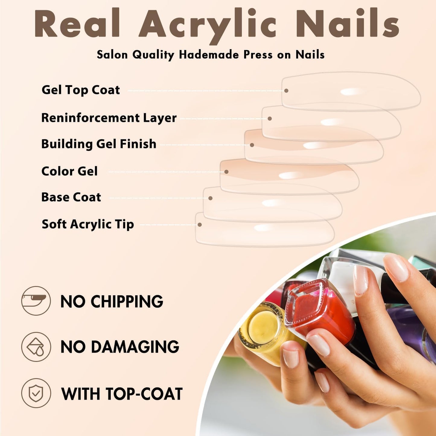 KQueenest All Black Press On Nails Medium Long Square Nails Press Ons Gloss, Solid Color Full Cover Medium Fake Nails For Women, Thick Gel Coffin Acrylic Nails, False Nails For Manicure 24 Pcs