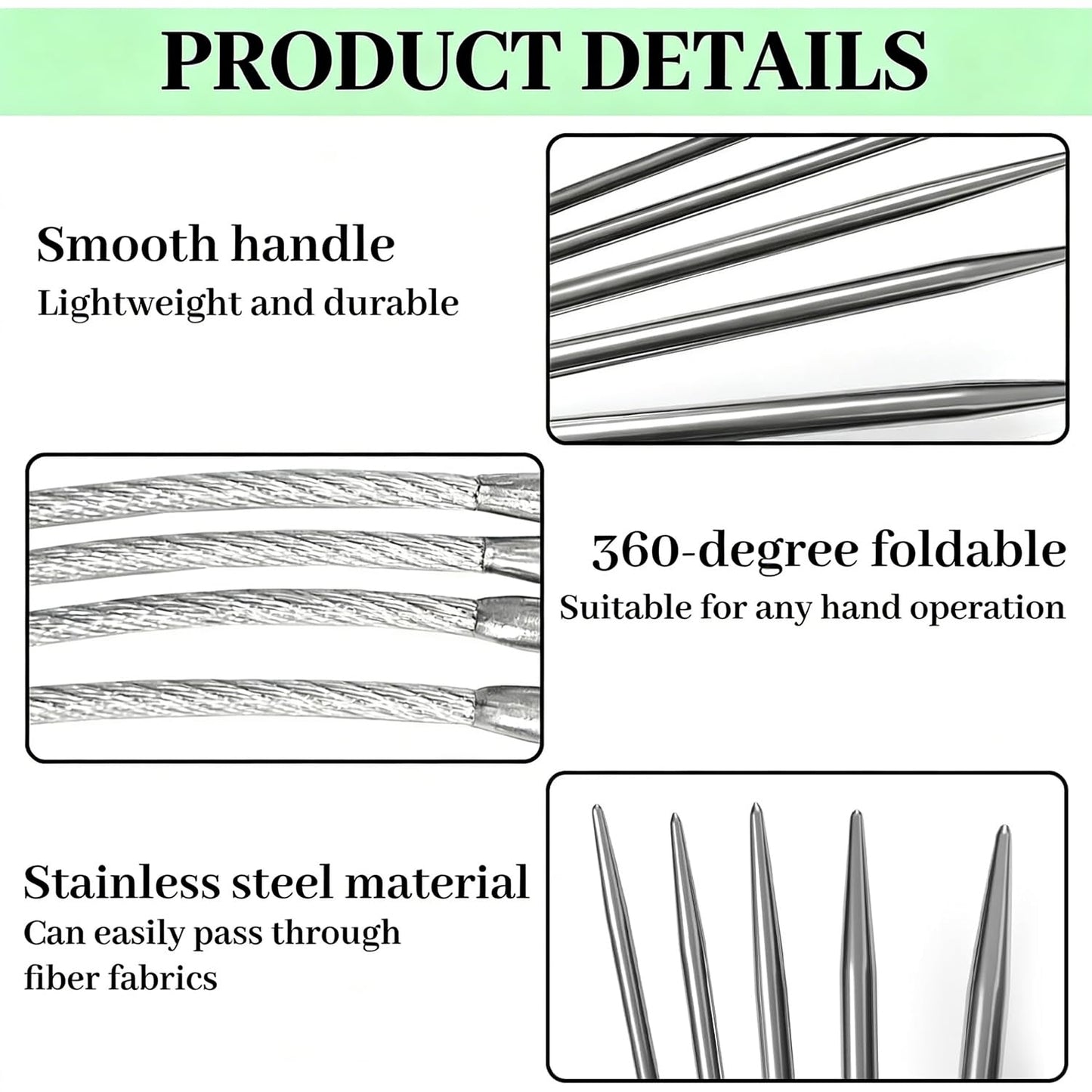 18 Pcs Stainless Steel Circular Knitting Needles Set, Crazy Trio Sock Knitting Needles for Hats & Gloves, Sizes 2–4.5 mm, Complete Crochet & Knitting Set for Beginners
