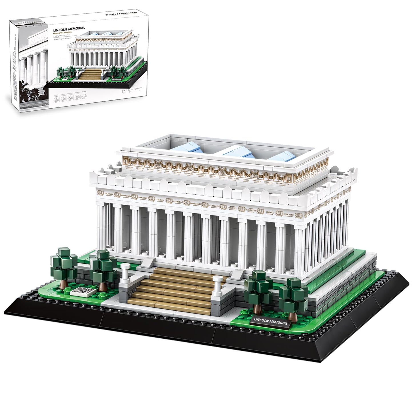 CAXIMSY Lincoln Memorial Building Block Set 979 Pcs Washington DC Architecture Model Kit for Adults & Teens Historic USA Landmark Home Office Desk Decor Display Gift