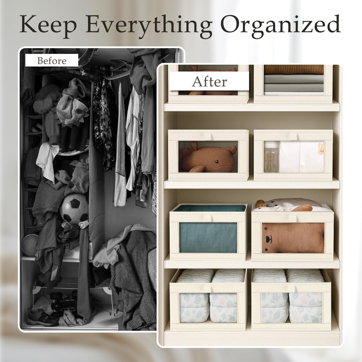 6 Pack Linen Closet Organizers and Storage (6 Count)