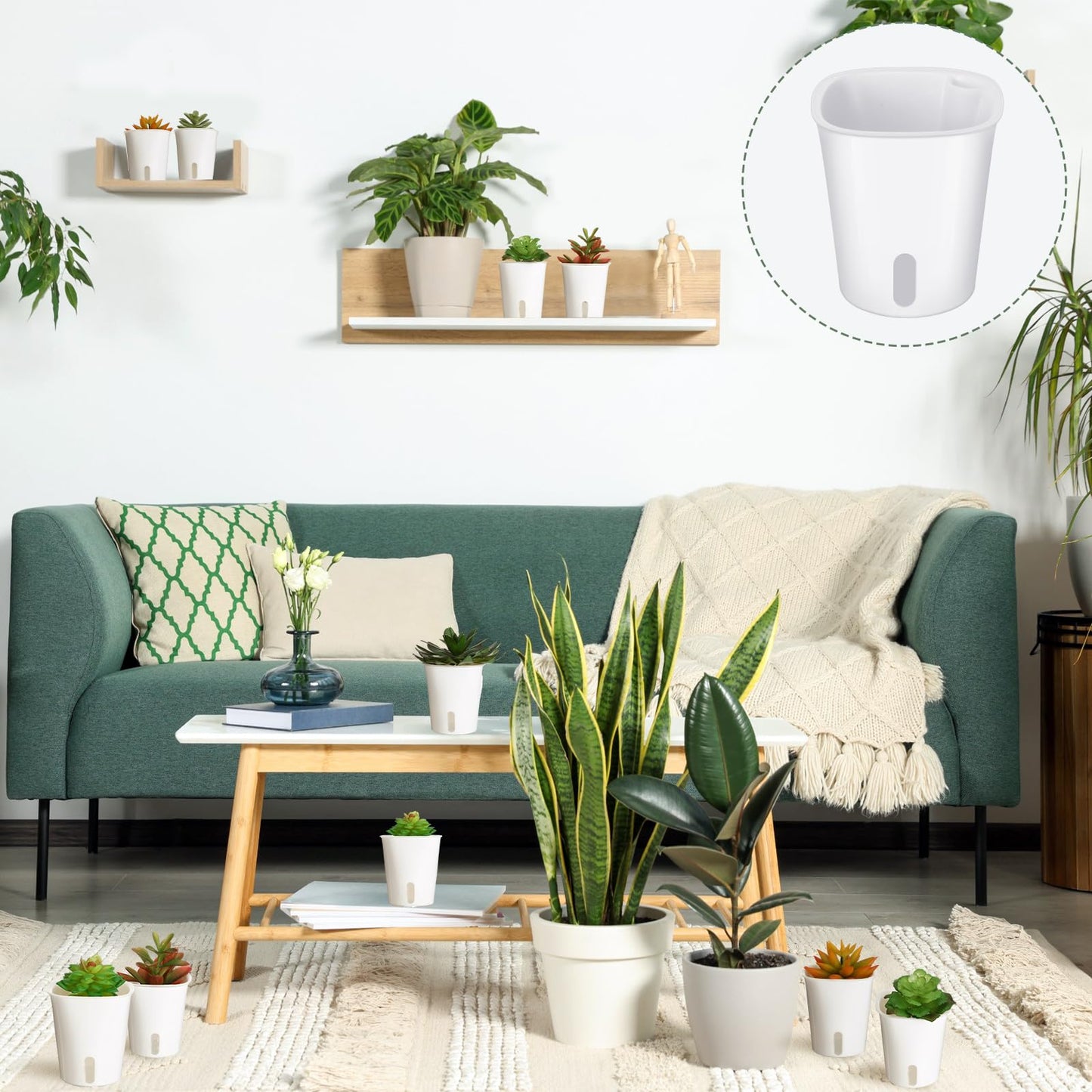 Ziliny 20 Pcs 3 Inch Self Watering Pots Self Watering Planters for Indoor Planters Plastic Garden Flower Pots with Level Indicator Vents for Herbs