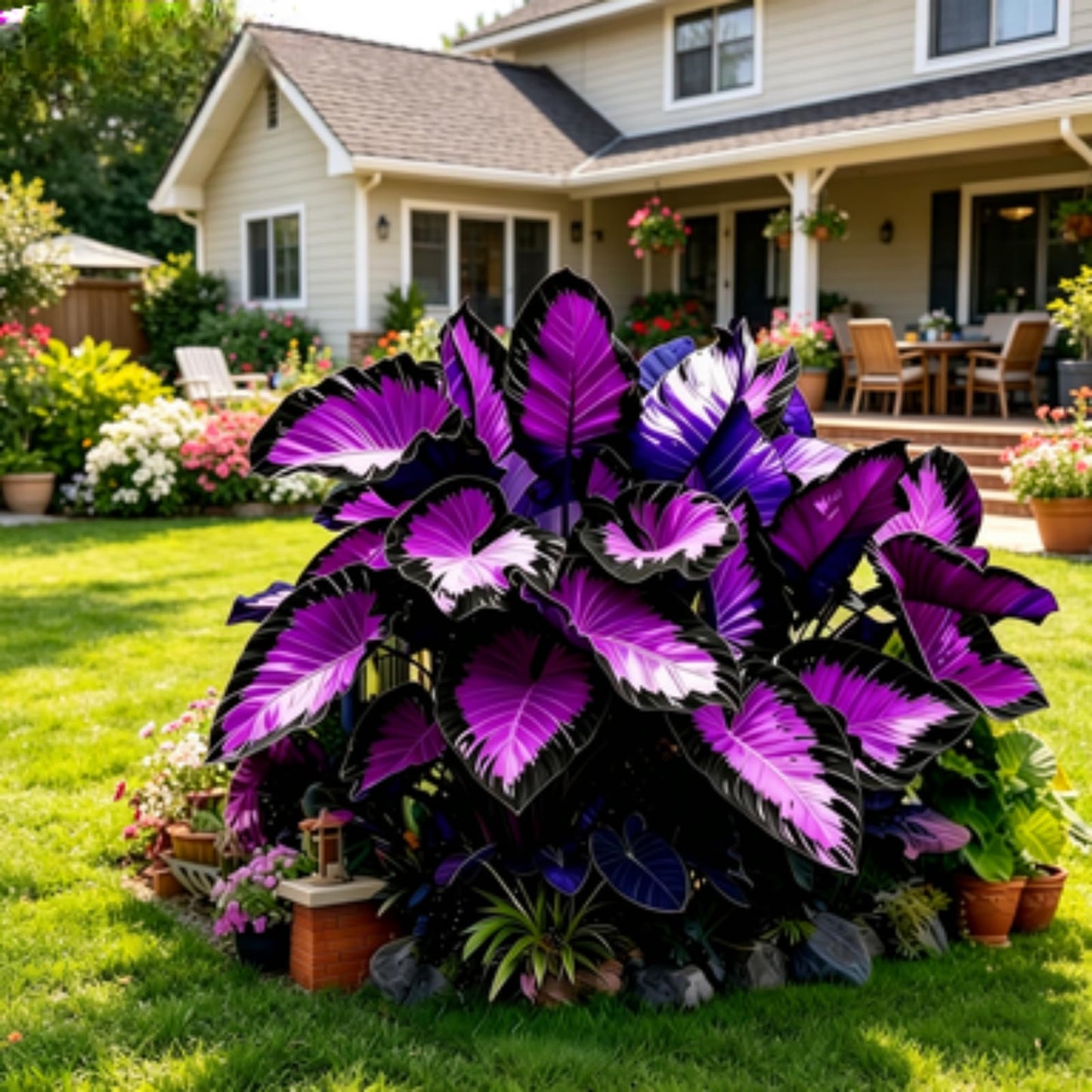 JWDSKT Elephant Ear Pattern - Excellent Landscaping Appeal, Ideal for Shade Gardens, Exquisite Variegated Blossoms-Drought-Tolerant, Striking Colors (6)
