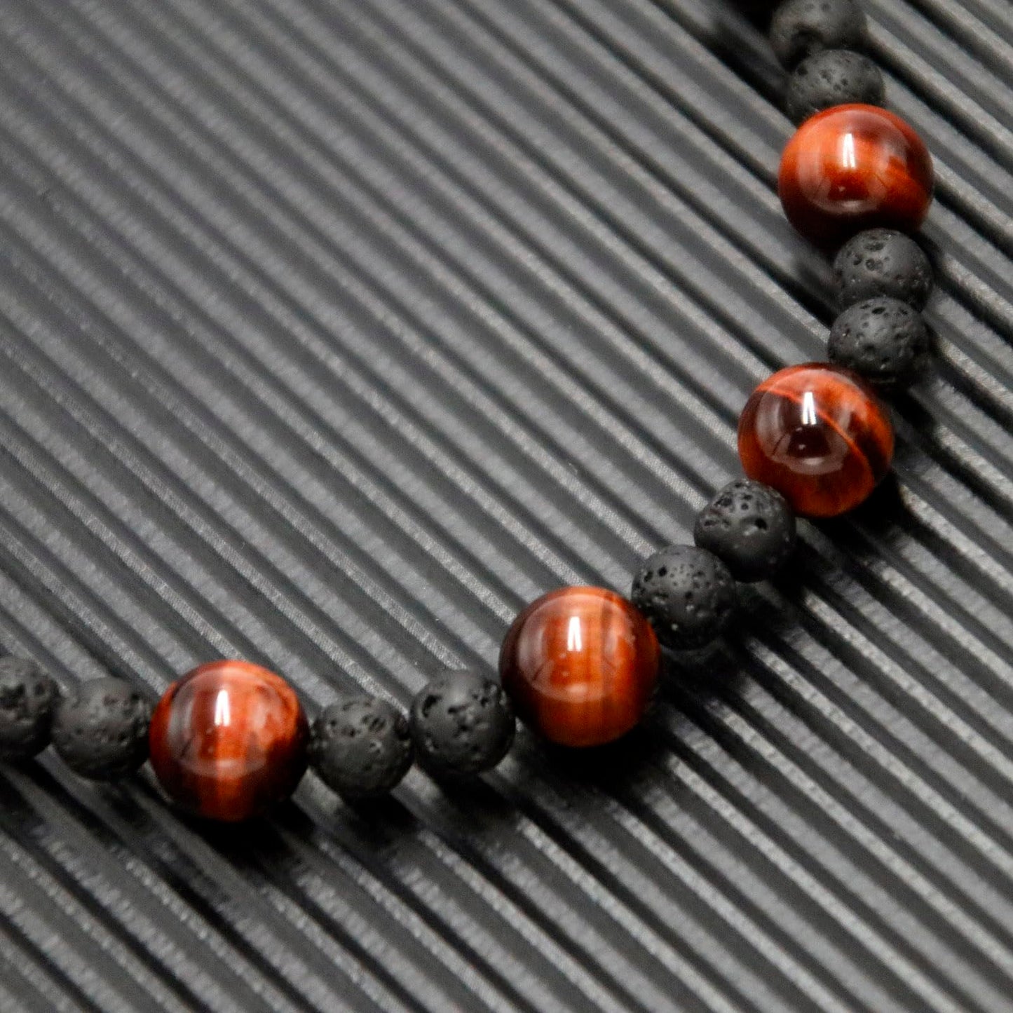 GENASTO Tiger Eye Necklace Healing Protection Crystals Stones Lava Rock Chakra Necklace for Men Women