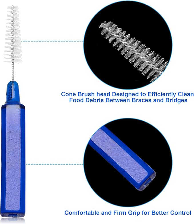 B Rush Interdental Advanced Fancy Brush for Braces, Oral Teeth Cleaning, Dental Disposable Soft Flossing Brushpicks Removes Plaque, Tapered Head Reach Both Small Tight Gaps and Wide Spaces (50 Pcs)