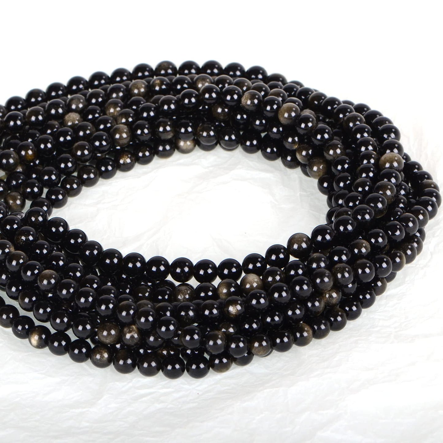 ICAI (Gold Obsidian) Natural Stone Beads Gemstone Round Loose Beads Crystal Energy Stone Healing Power for Jewelry Making DIY,1 Strand 35-37pcs(10mm)