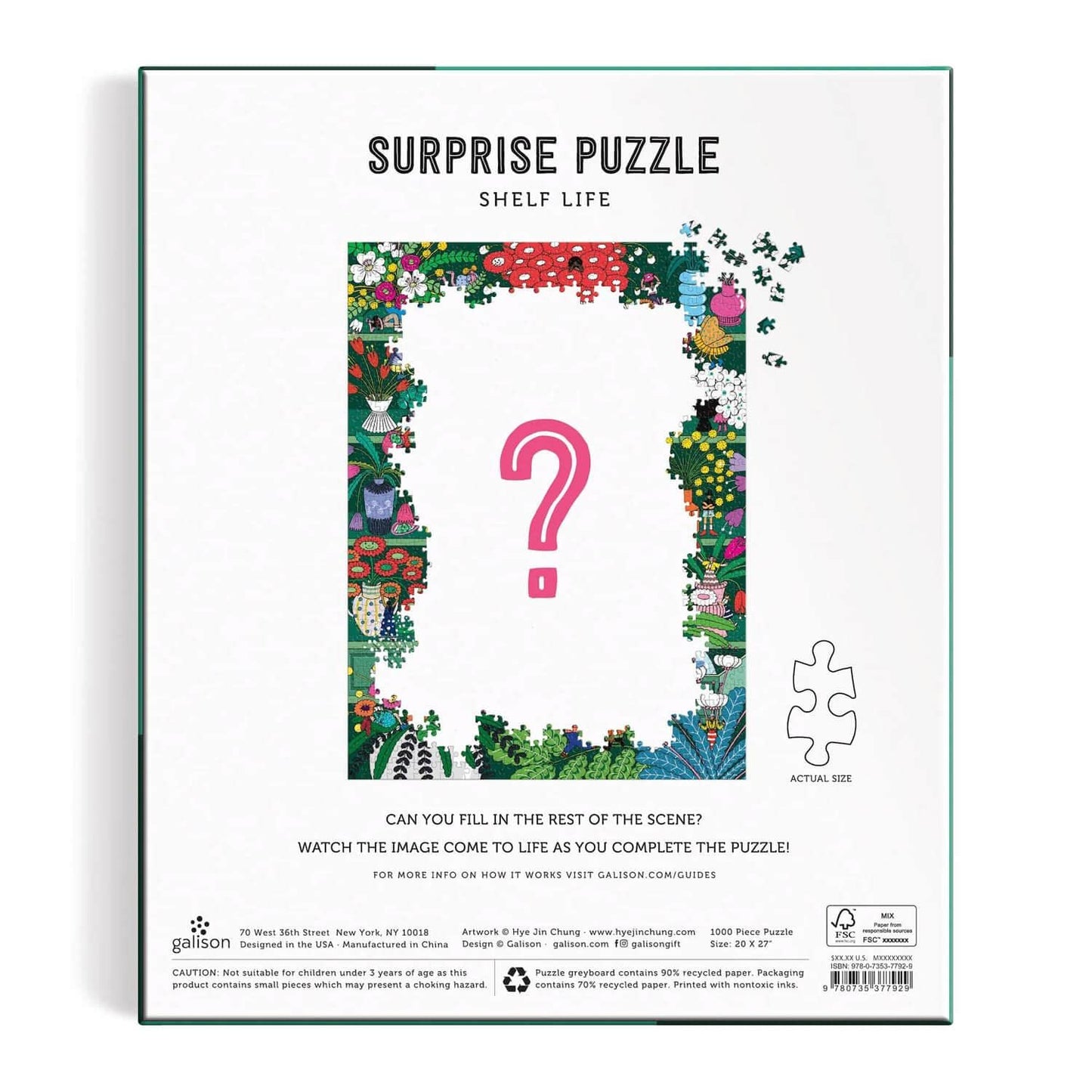 Galison Shelf Life – 1000 Piece Surprise Puzzle Fun and Challenging Activity with Bright and Bold Artwork of A House Shelf Revealed for Adults and Families