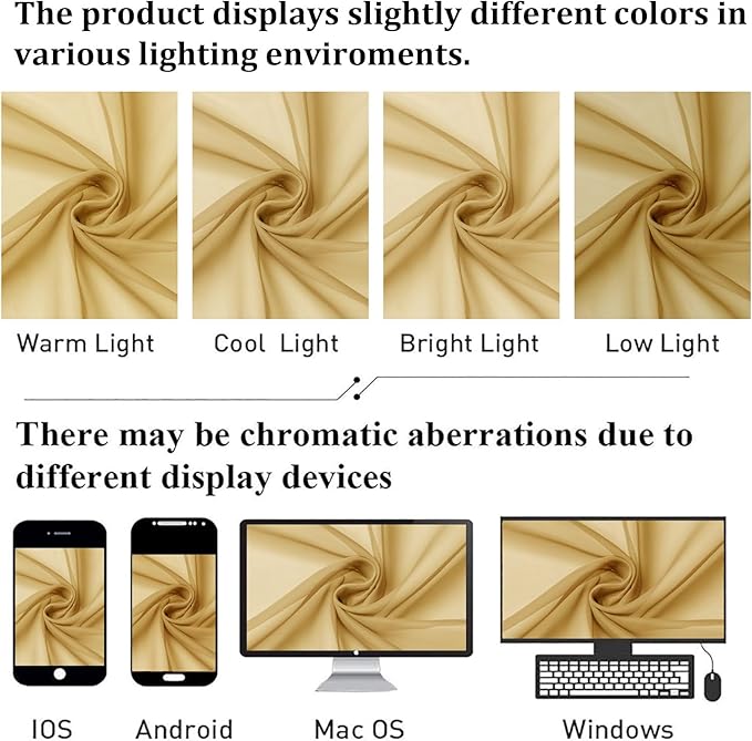 Lecloud Gold Sheer Curtains 63 Inch Length 2 Panels, Airy Light Filtering Voile Curtain Drapes for Bedroom Windows, Dual Rod Pocket Living Room Sheer Curtains Decor, 40 W x 63 L Inches, Gold