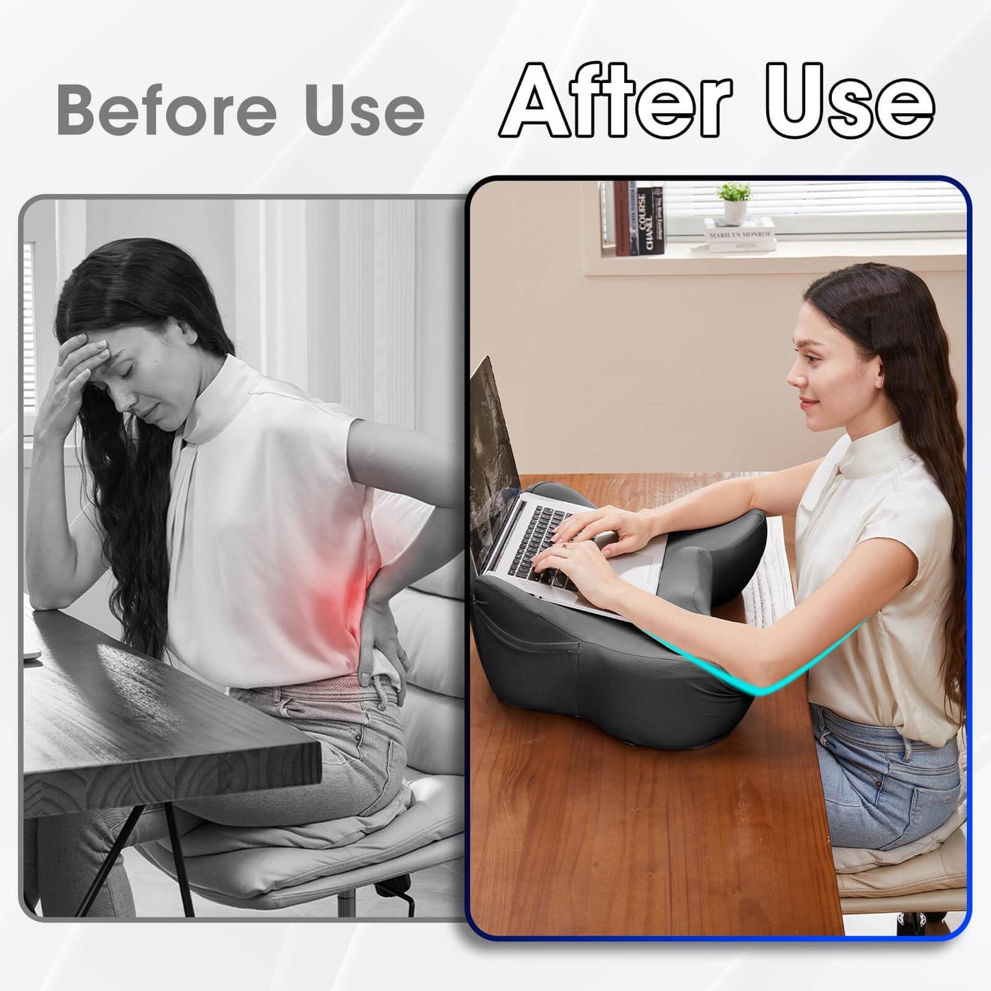 cooloo8 Lap Desk, Reading Pillow, Laptop Pillow for Lap, Portlands Portable Desk Pad for Bed, Couch, Car (Black)