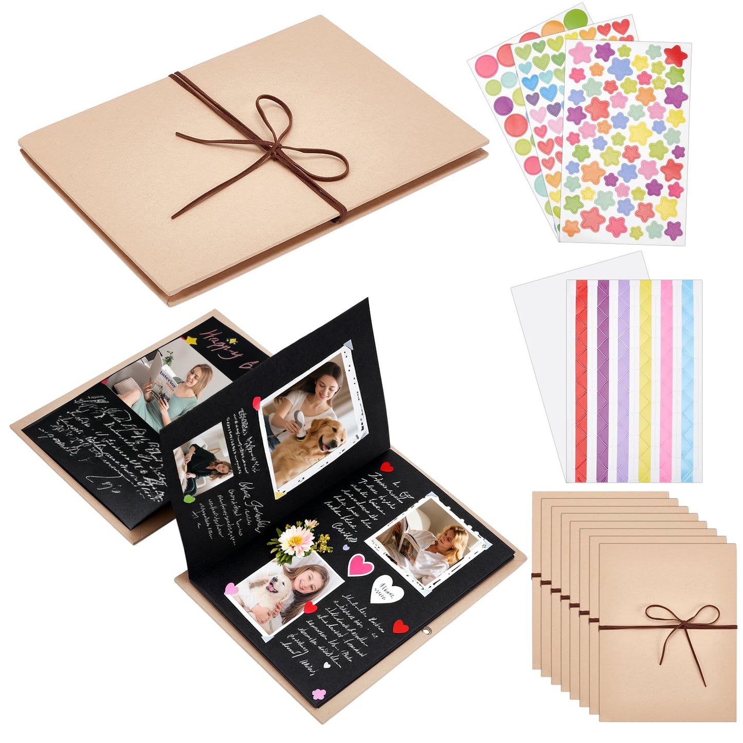 INTERWARM 10 Pcs Scrapbook Album 8x6Inch Small Paper Memory Book with DIY Accessories Kit, Folding Photo Collection for Anniversary, Graduation, Wedding, Valentine's Day(Colorful)