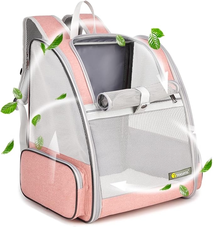 Texsens Innovative Traveler Bubble Backpack Pet Carriers for Cats and Dogs (Expandable-Black)