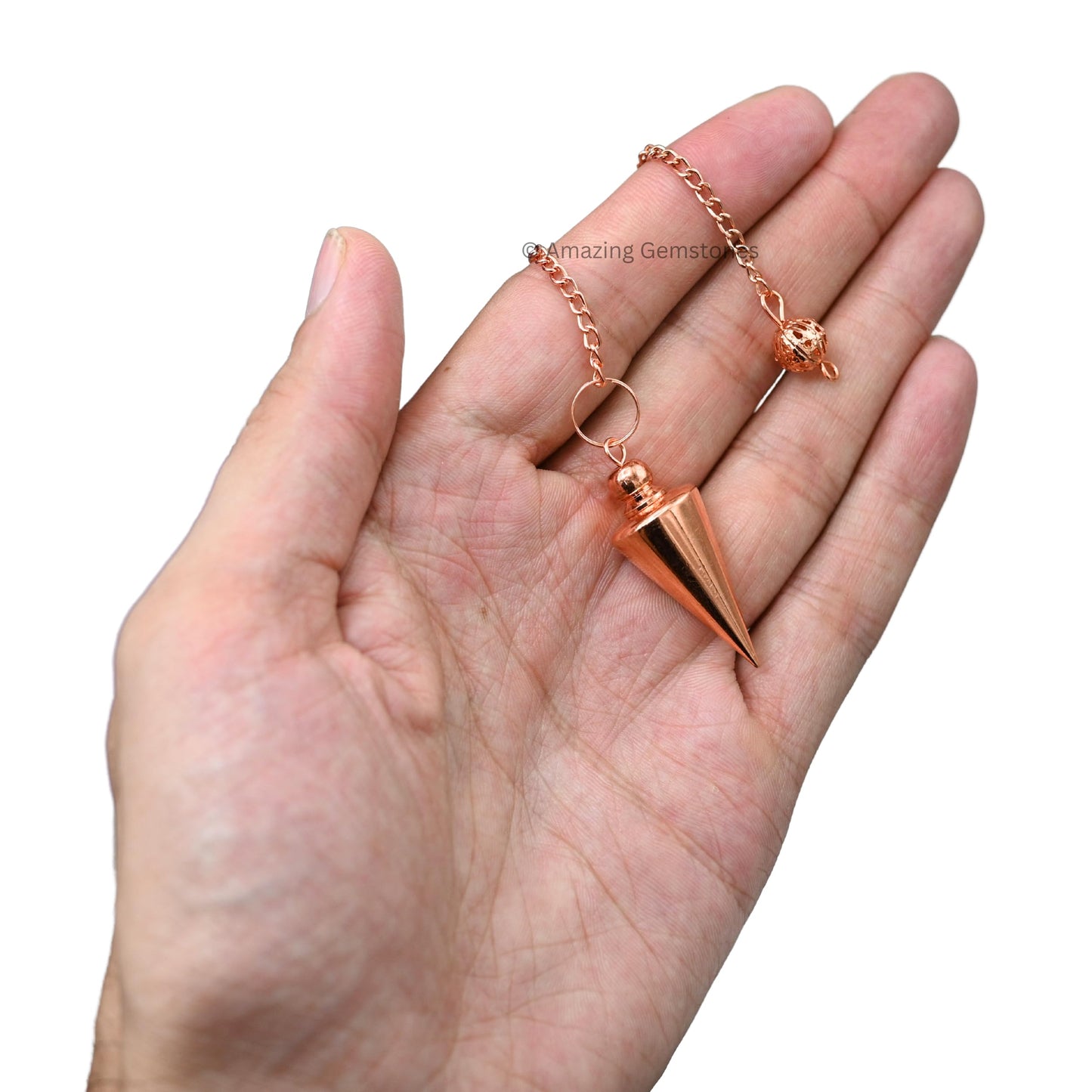 Amazing Gemstone Healing Metal Pendulums for Divination, Copper Cone with Ball Head Steel Copper Pendulum High Energy Pendulo de Bronce Pendulos de Mesa MP86