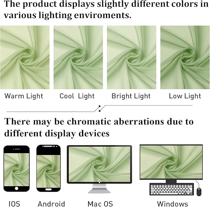 Lecloud Light Green Sheer Curtains 96 Inches Long 2 Panels, Modern Light Filtering Breathable Curtain, Gauzy Stylish Home Decor Drapes with Rod Pocket for Living Room Bedroom, Each 42" W x 96" L