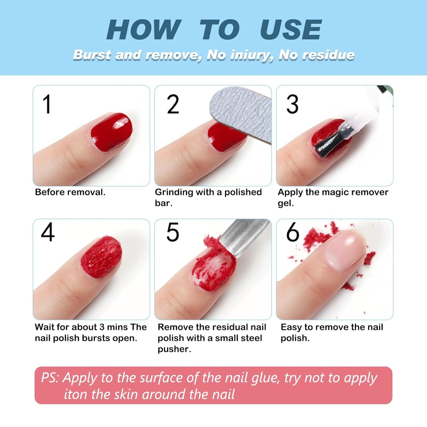 Gel Nail Polish Remover, Nail Polish Remover Gel Polish Remover for 2-3 Minutes Quick & Easy Remove No Need for Foil, Soaking or Wrapping (15m +1 PCS Cuticle Pusher +1 PCS Nail Polish Scraper)