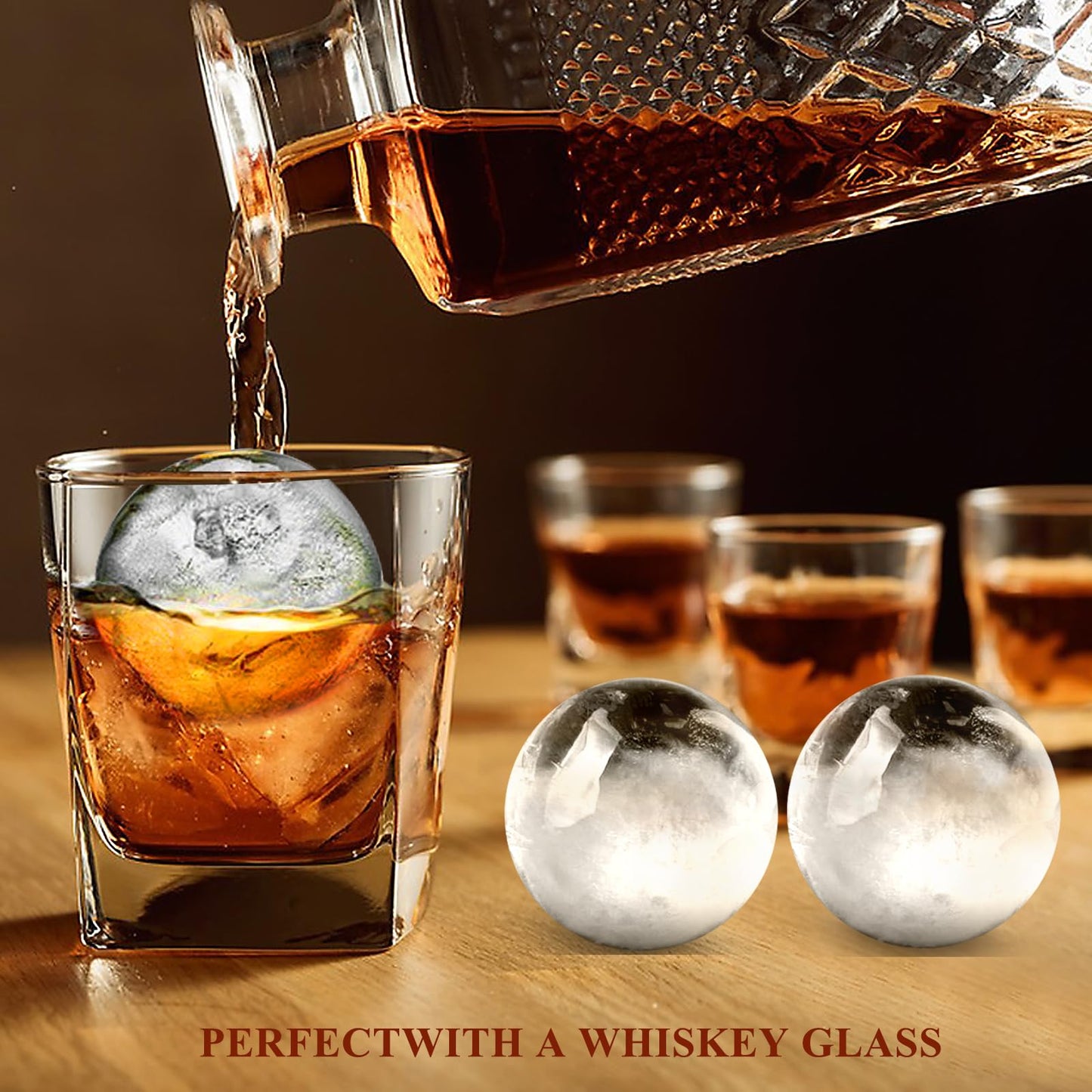 AIBIRUI Round Ice Cube Mold,8 PCS x 1.8 in Whiskey Ice Cubes,Circle Ice Cube Tray with Lid,Large Ice Ball Maker Mold Sphere Ice Cube,Large Ice Cube Molds for Cocktails,Coffee(Round Ice Cube Mold,Blue)