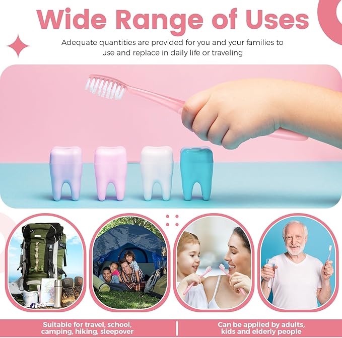 Tessco 1000 Pcs Disposable Toothbrushes Bulk Individually Wrapped Manual Soft Bristle Travel Toothbrushes Single Use Toothbrush for Homeless Hotel Toiletries Camping Office(Pink)