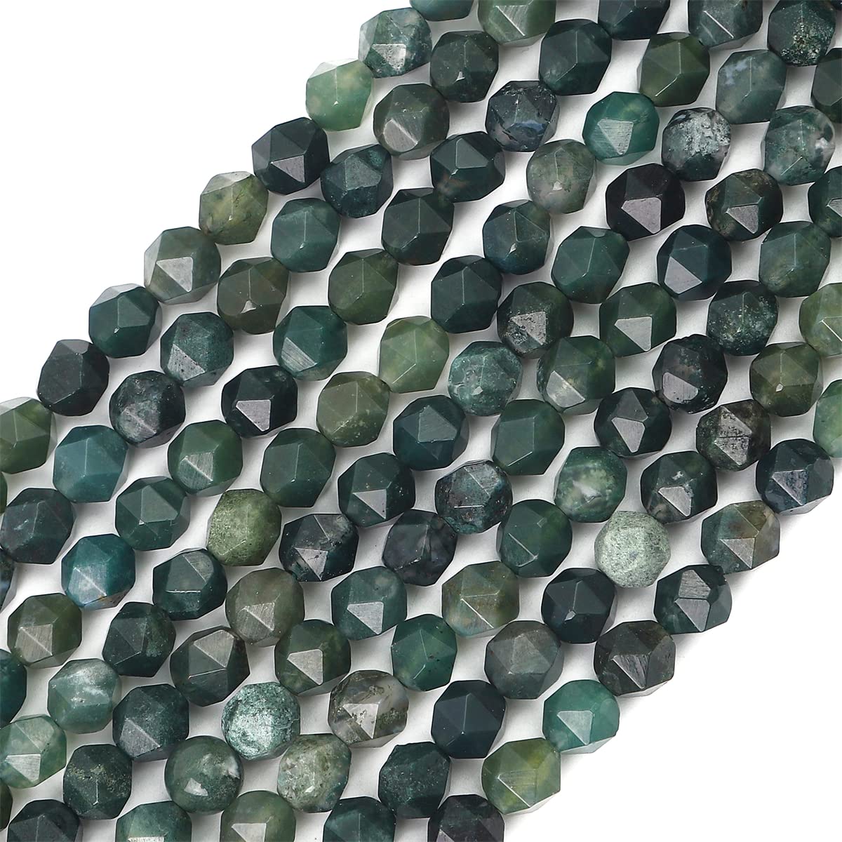 BEADIA Faceted Natural Moss Agate Stone Round Beads 6mm 36cm/Strand for Jewelry Making