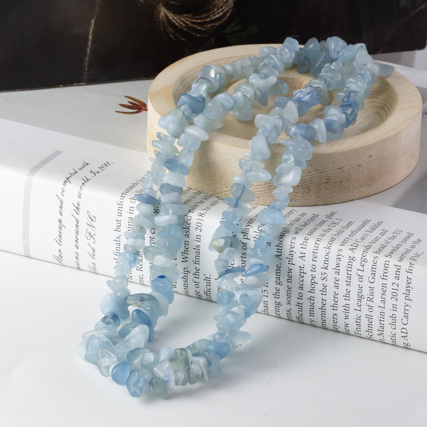 35 inches Chip Stone Loose Gemstones Beads Drilled Strand for Jewelry Making (Aquamarine)