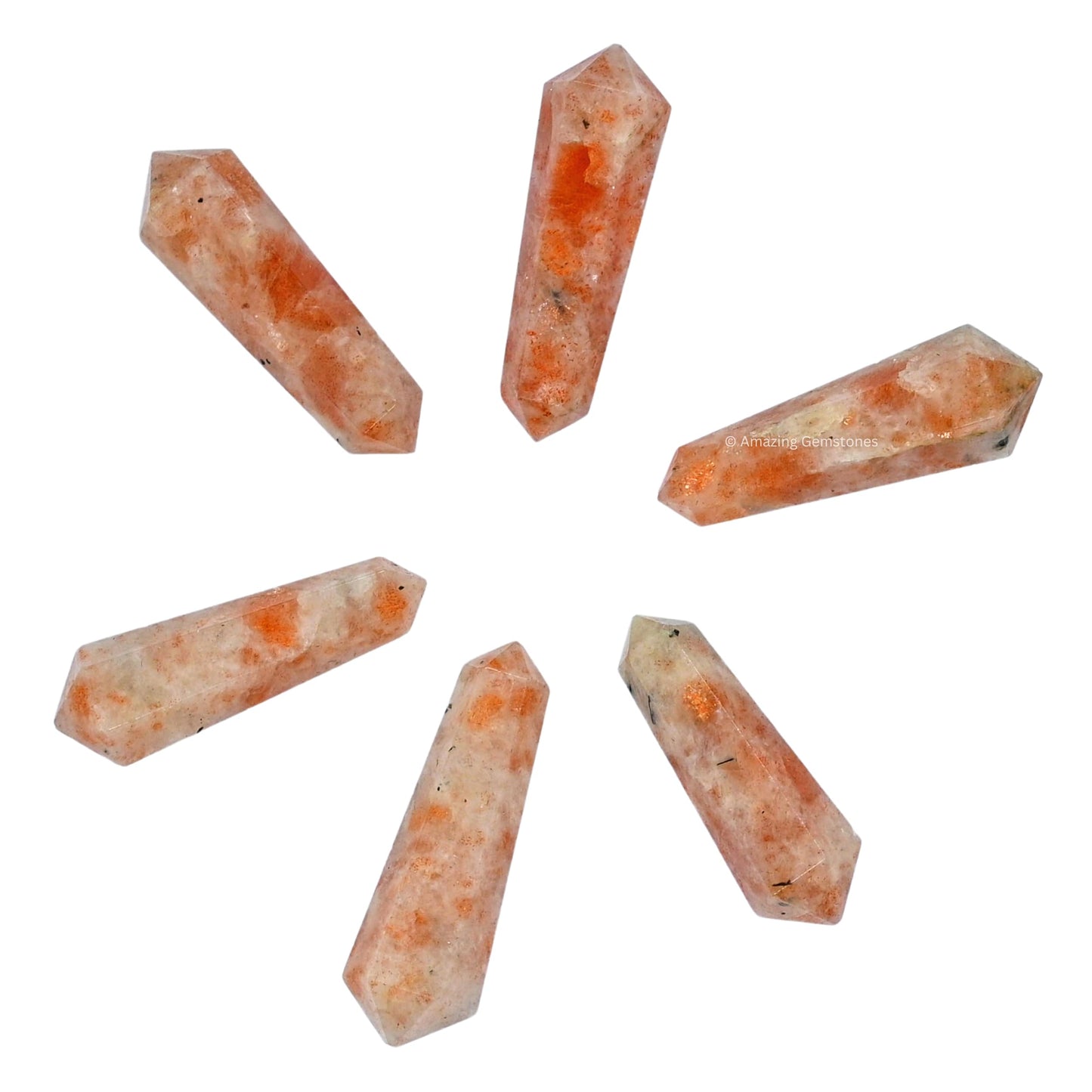 Amazing Gemstone Sunstone Crystal Points Bulk Healing Crystals and Stones - Pack of 3 Double Terminated Healing Wand Point Bulk Crystals for Crafts, Crystal Grid, DIY Work