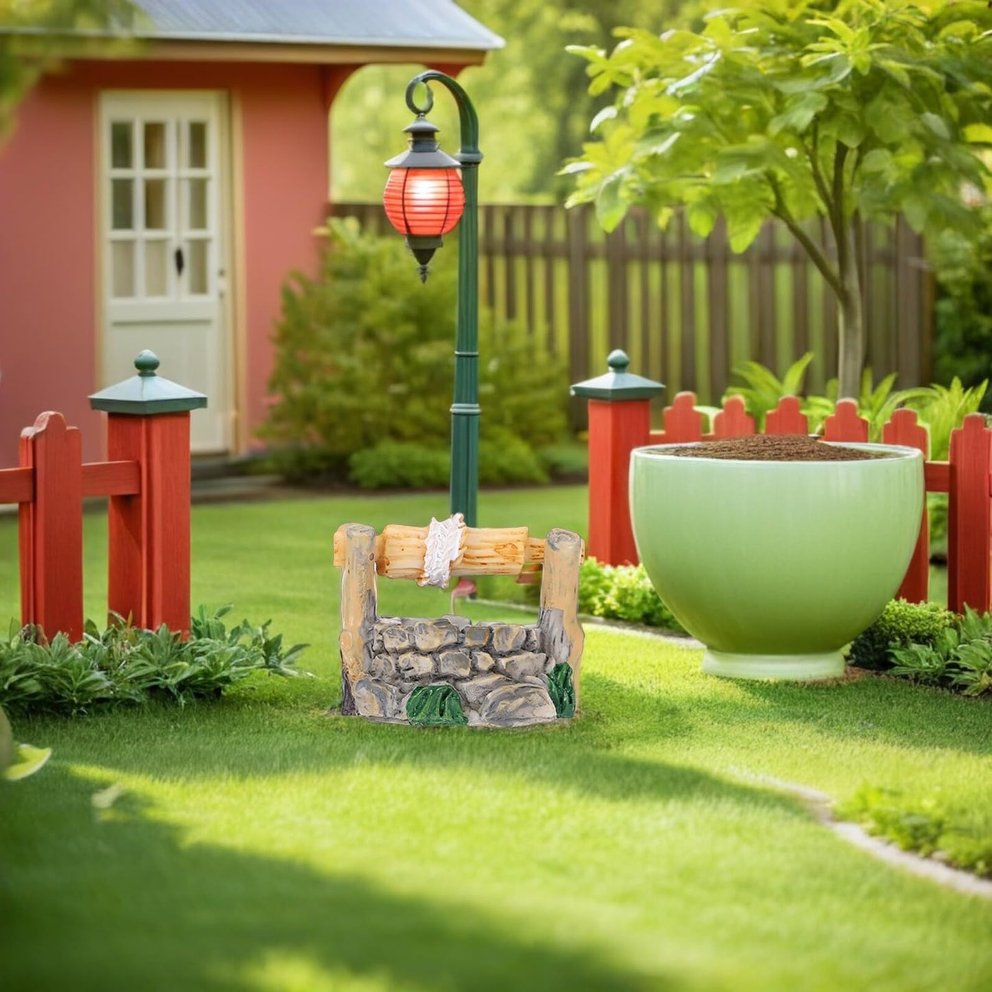 Miniature Water Well Figurine: 8Pcs Resin Fairy Garden Accessories, Tiny Water Well Micro Landscape Ornaments Kit for DIY Craft Dollhouse Decorative Accessory