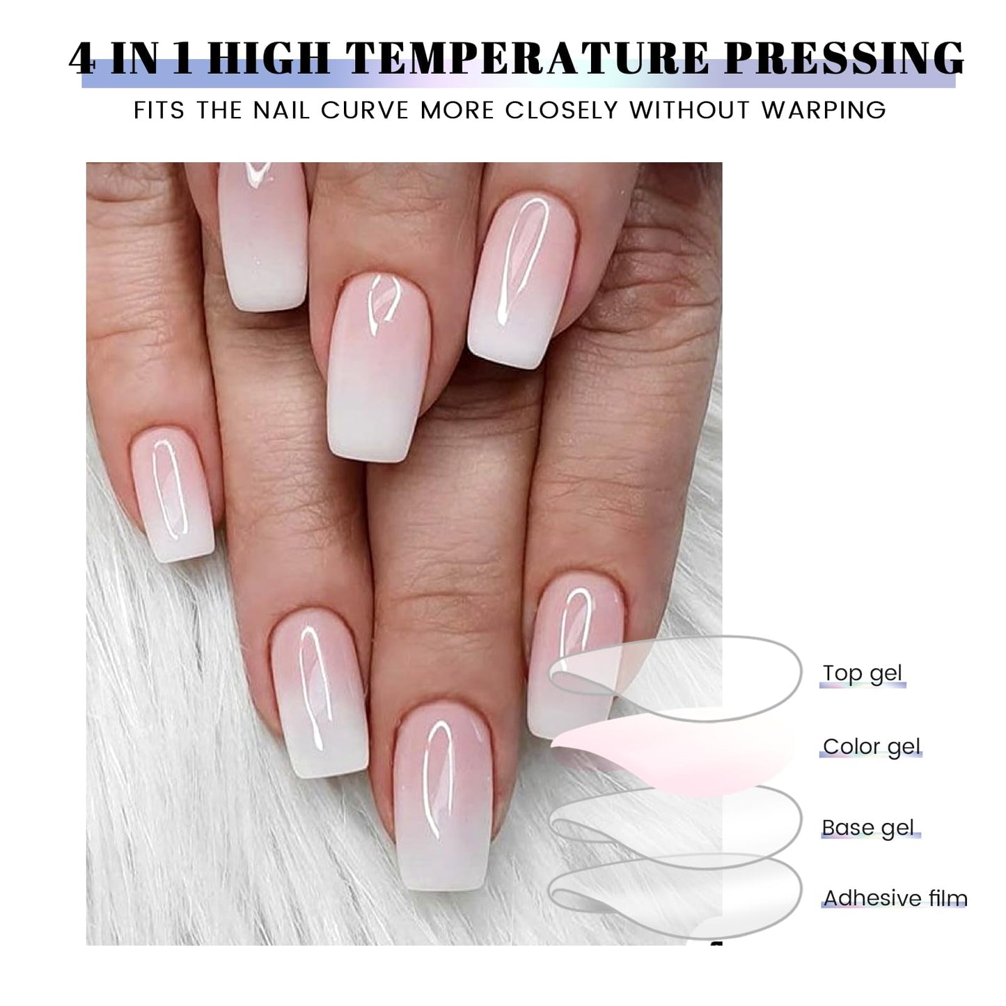 OAUEE Semi Cured Gel Nail Strips | Gel Nail Stickers with UV Light Required | Salon Quality, Easy Application and Removal（Pink Ombre）