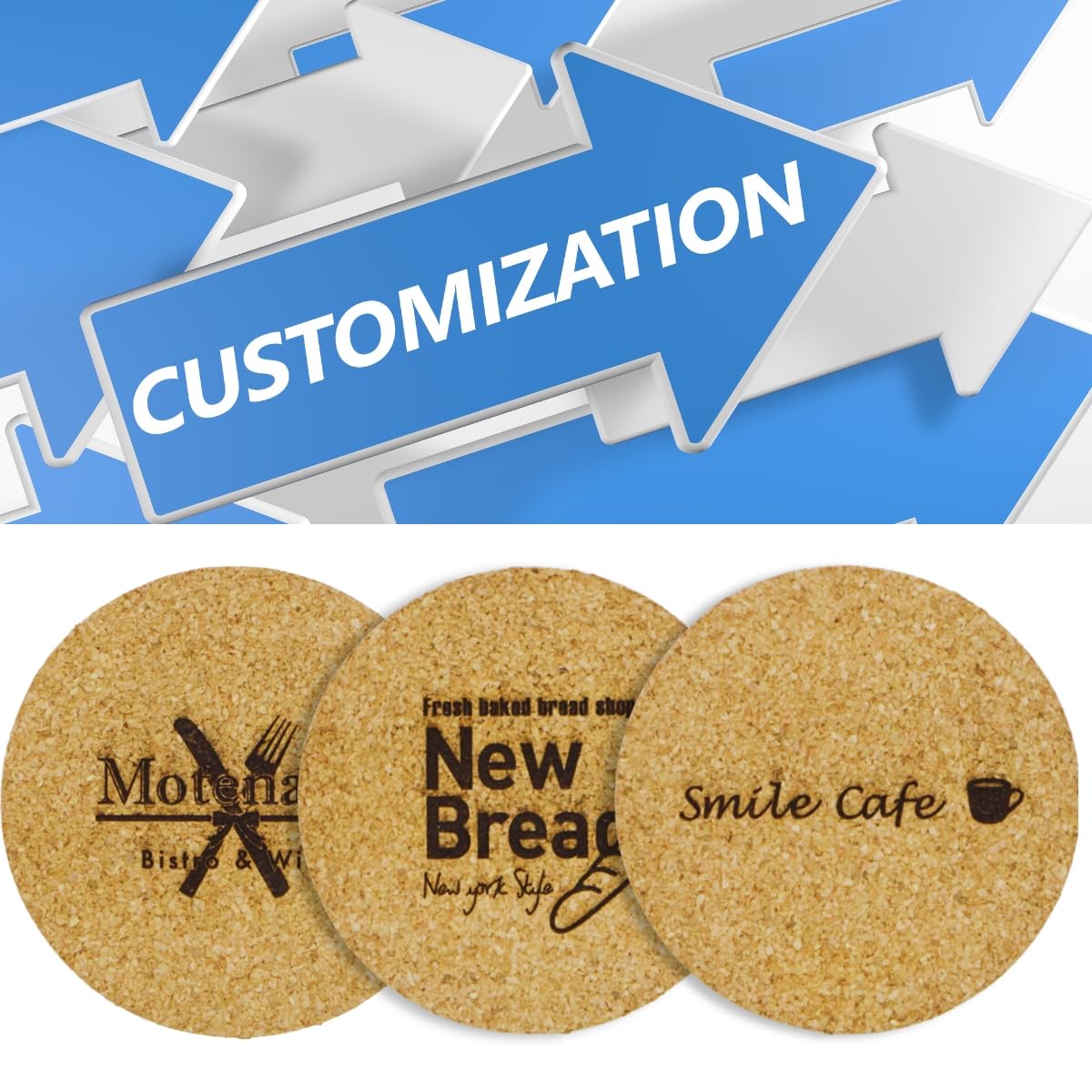 Natural Cork Coasters Bulk 100-Pack - 3.5" Round Absorbent Drink Coasters for Bars, Restaurants & Home Use, Blank DIY Crafts (YHCORK)