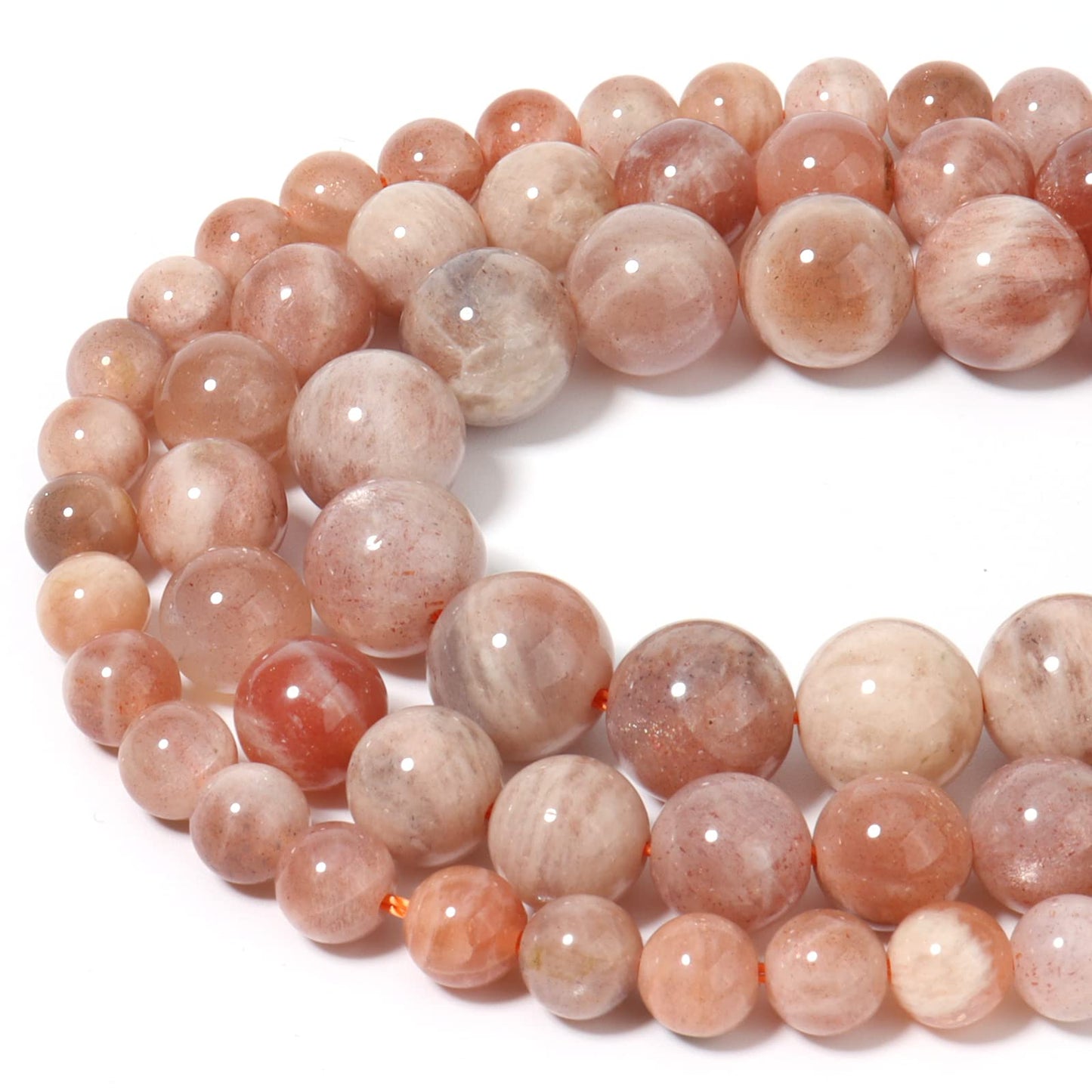 Siomia 45pcs 8mm Natural Sunstone Gemstone Energy Healing Crystal Round Loose Stones for Jewelry Making, DIY Bracelets Necklaces