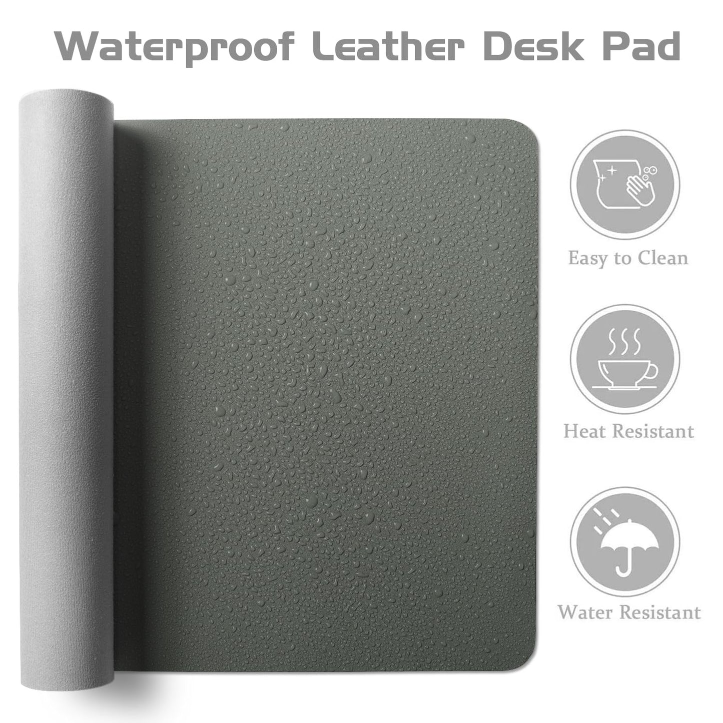 Aothia Leather Desk Pad Protector - Large Mouse Pad, Office Mat, Non-Slip PU Leather Blotter, Laptop Desk Pad, Waterproof Writing Pad for Office and Home (Jungle Green, 38" x 13.7")