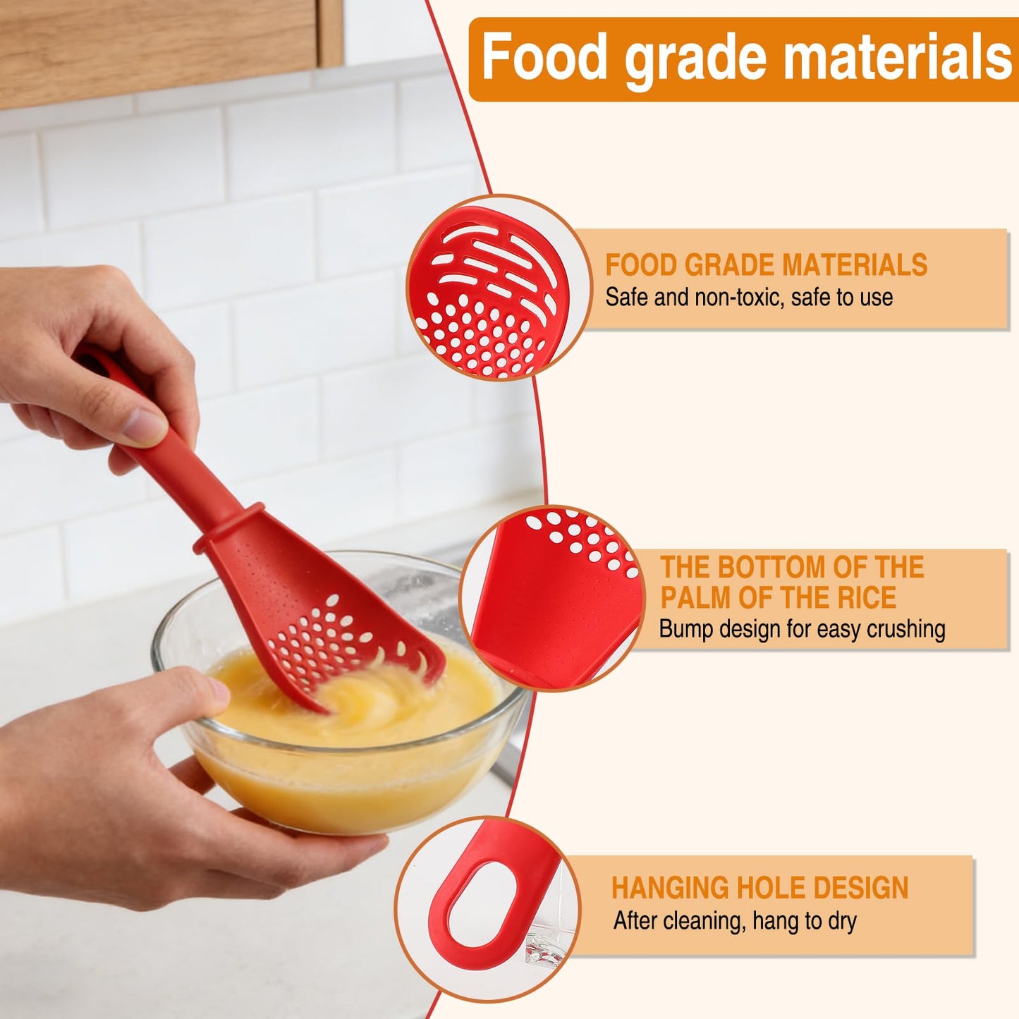 Multifunctional Kitchen Cooking Spoon,Upgraded Heat Resistant Kitchen Utensils Slotted Spoon,Small Silicone Spatula Spoon for Cooking,Draining,Mashing,Grating,Separating(Mix)