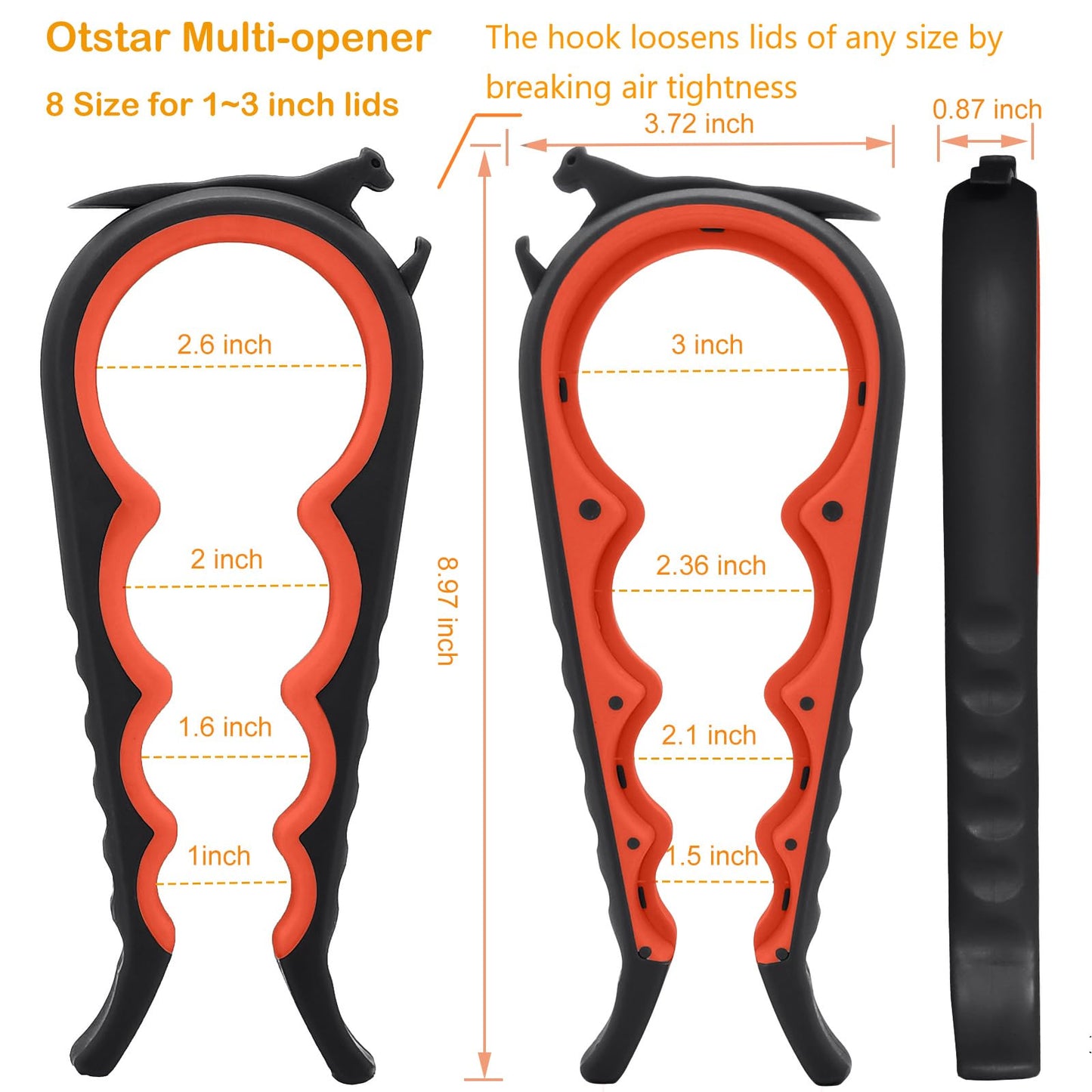 Otstar Latest Jar Opener for Seniors with Arthritis, Weak Hands, Multi-function Bottle Opener with Non Slip Rubber Jar Opener Gripper Pad and Corkscrew Wine Opener