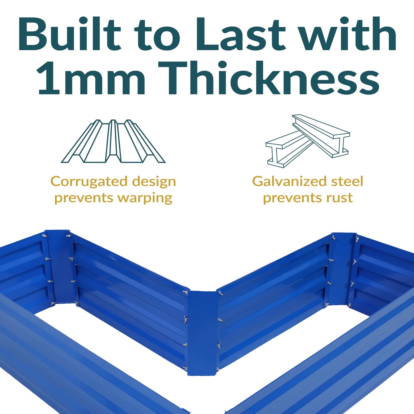 Sunnydaze Galvanized Raised Garden Bed - Metal Raised Bed for Gardening - Outdoor Planter Box for Flowers, Plants, and Vegetables - Blue - 12" L-Shaped