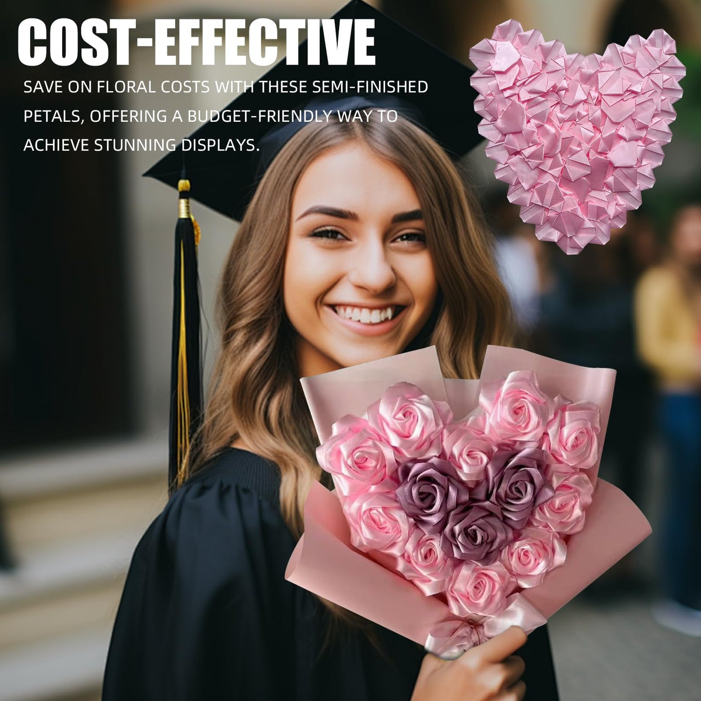 Forever Rose Craft Bundle: Make 7 Finished Flowers! This Complete Kit Has Pre-Assembled Petals, Stems, Leaves & Tape. The Perfect Convenient DIY Gift (Need Assembly) For Wedding,Anniversary