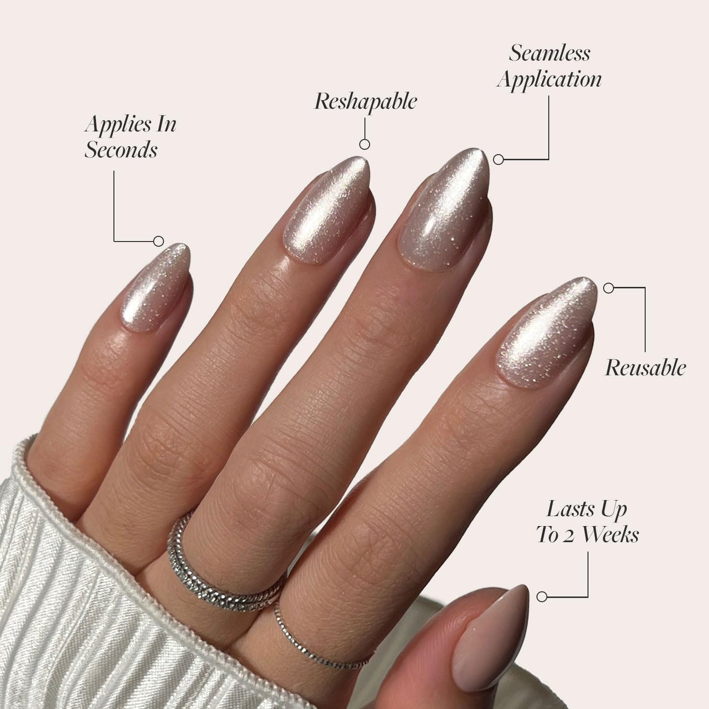 Glamnetic Press-On Nails Bundle - The Vow & Goal Digger | Short Almond Nude Fake Nails with a Glossy, Velvet Finish | Natural Short Round False Nails with Gold Foil | Reusable, Salon-Quality Nail Kits
