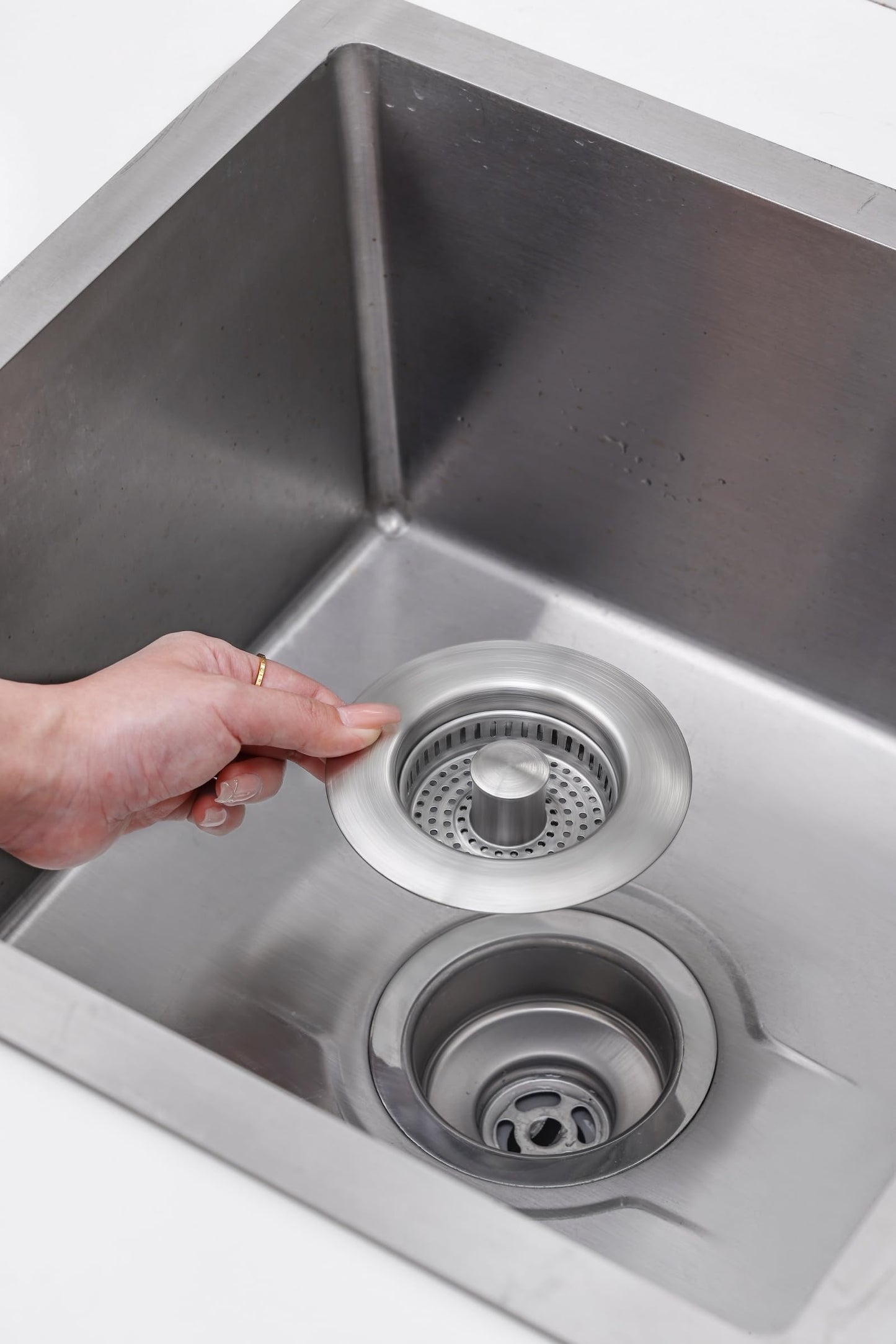 GanLiving 3-in-1 Kitchen Sink Drain Strainer Stopper, 304 Stainless Steel Pop Up Drain Plug, Anti-Clog Odor Prevention Sink Basket, Tool-Free Easy Install, Fits US Standard 3-1/2" Drain Hole,2 Pack