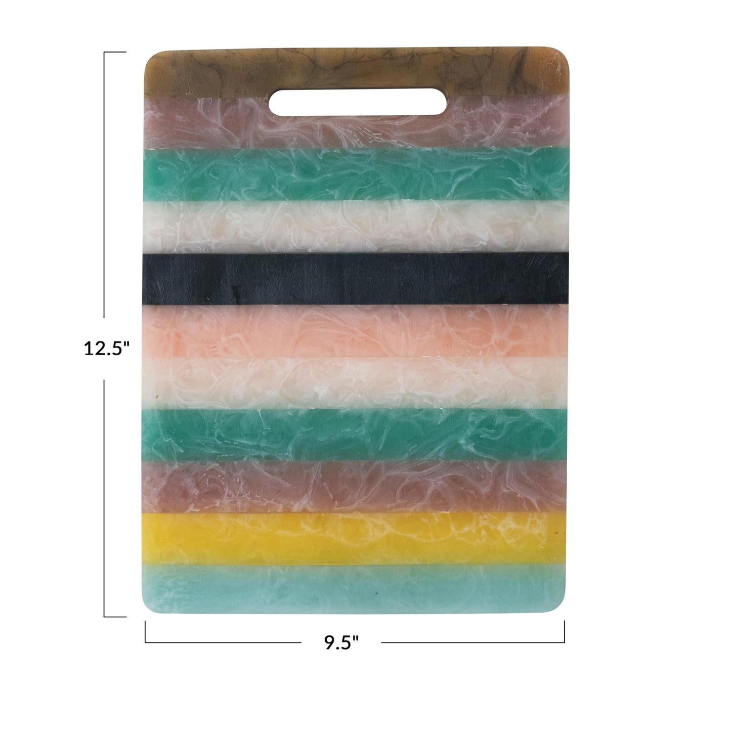 Creative Co-Op Marbled Resin Striped Cheese and Serving Board with Handle, Multicolor