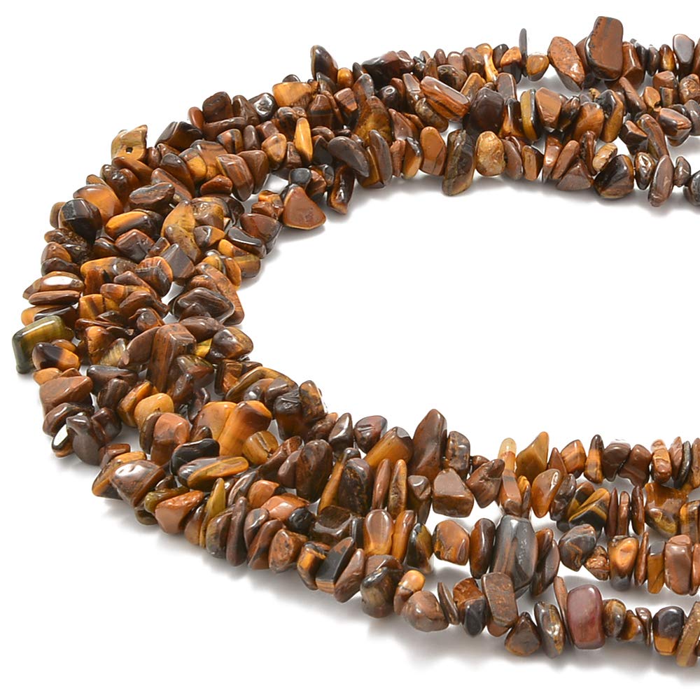 PLTbeads Gemstone Chips Natural Yellow Tiger Eye 3-5mm Healing Crystals Waist Bracelets Necklace Kit Irregular Stone DIY Crafts Design Jewelry Making Approxi 32 inch