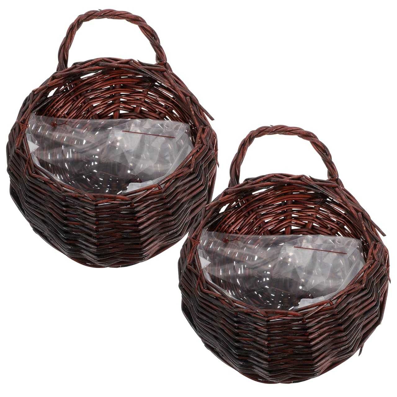 DOITOOL Rattan Woven Hanging Basket: 2PCS Wicker Wall Planter Woven Hanging Storage Basket Wall Flower Holders Indoor Outdoor Bohemia Planter