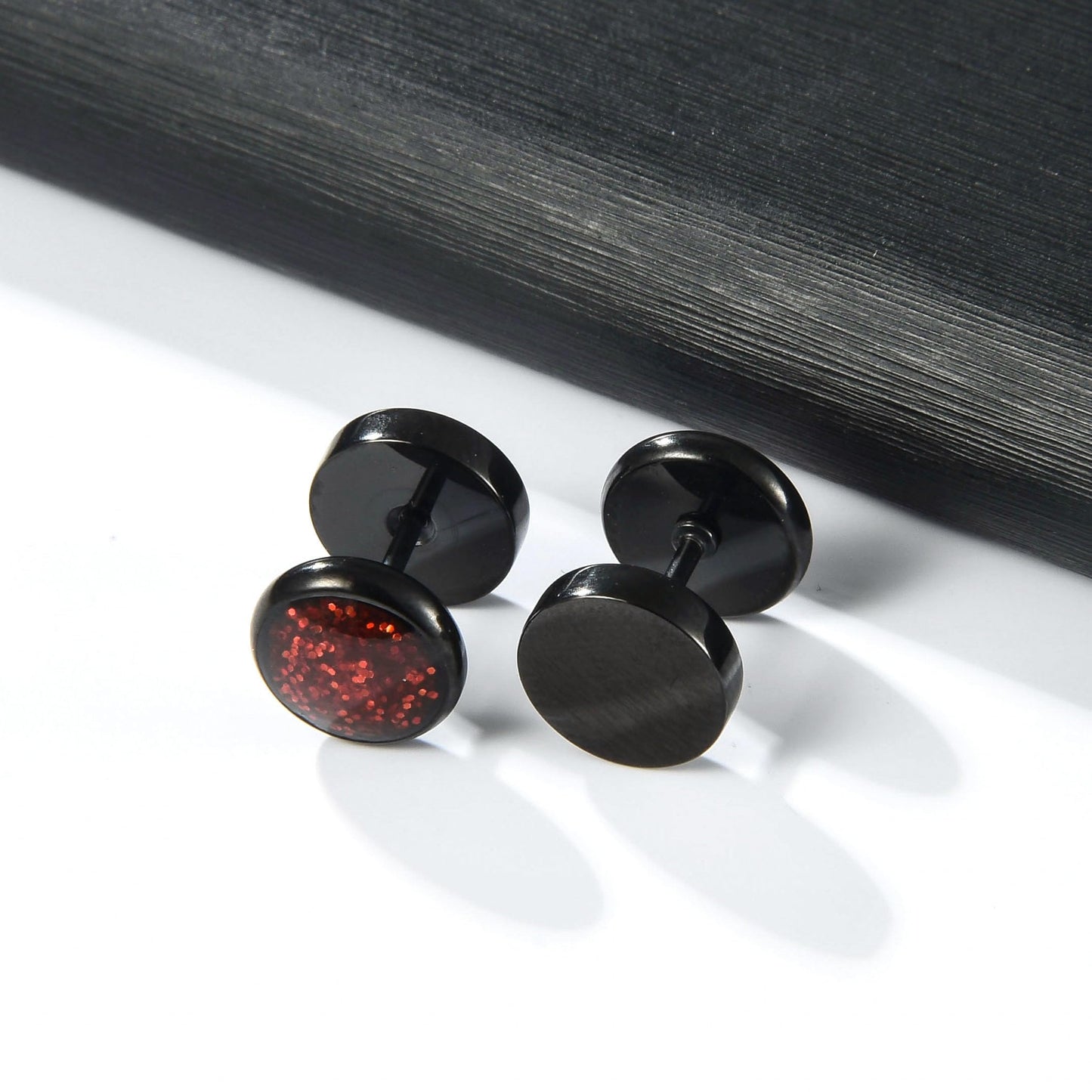 Surgical Stainless Steel Stud Earrings for Women Men Black Gold Plated Fluorescent Flat Back Hypoallergenic Earrings Suitable for Sensitive Ears
