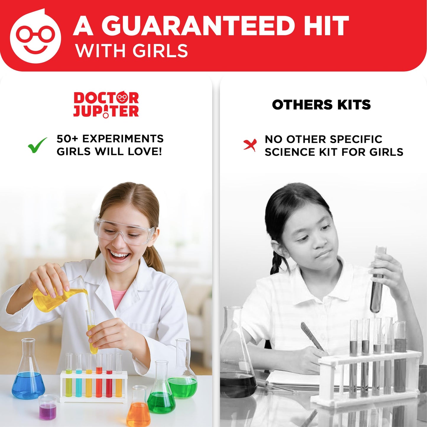 Doctor Jupiter Girls' Science Kit, Chemistry Set for Kids Ages 8-10-12-14 Ideas for 8,9,10+ Year Old Girls | STEM Toy Kit with 50+ Experiments | Learning & Educational Projects