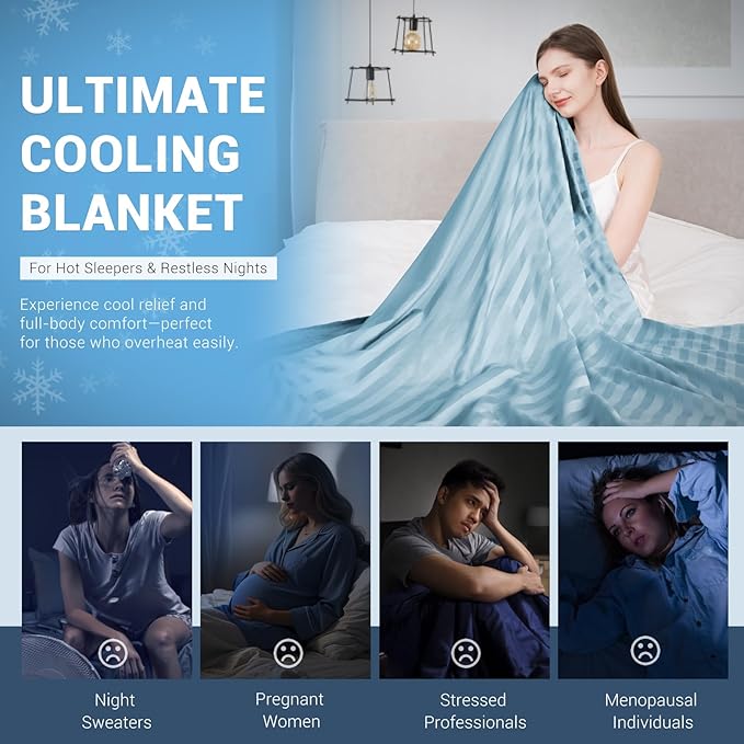 Elegear Revolutionary Cooling Blanket Queen, Absorbs Heat to Keep Body Cool for Night Sweats, Double Sided Arc-Chill3.0 Cooling Fiber Q-Max>0.5, Lightweight Summer Cold Blankets for Sleeping 79“ x 86”