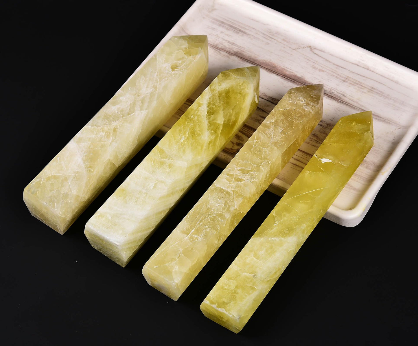 AMOYSTONE Extra Large Crystal Obelisk Tower Lemon Quartz Point Wand 6 Faceted Reiki Meditation Therapy 2.2-2.6 LBS