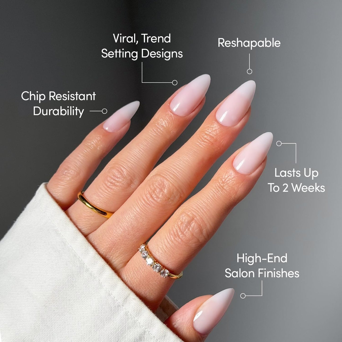 Glamnetic Press-On Nails Bundle - Blush Blanket & Think Pink | Medium Almond Milky Fake Nails | Light Pastel Short Oval Fake Nails | Durable, Salon-Quality Nail Kits
