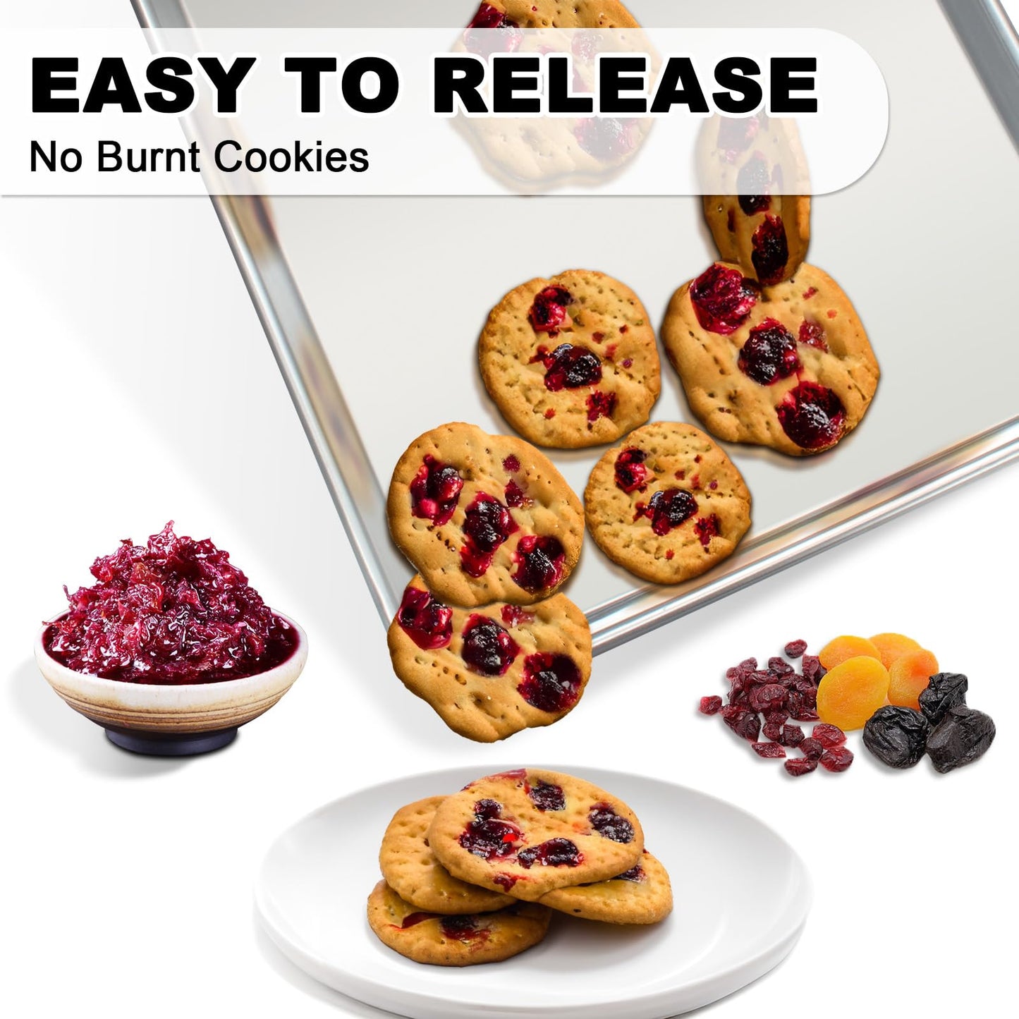 Half Sheet Pans with Rack Set, 18 Inch Commercial Quality Baking Sheet Pan Set, Natural Aluminum Cookie Sheet, Warp Resistant Nonstick Thick Cookie Tray Pans for Baking, Roasting