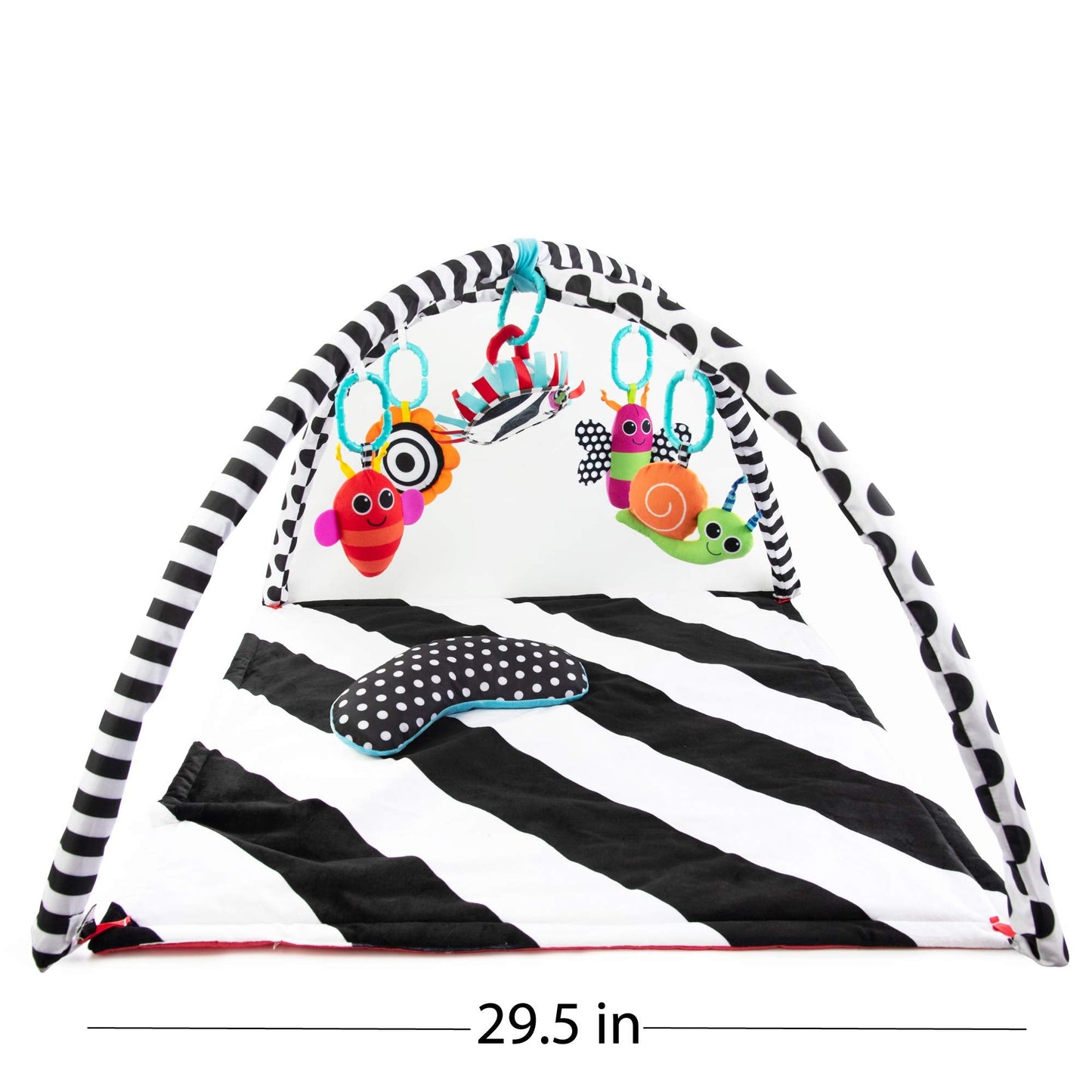 Sassy Black & White Tummy Time Playmat for Tummy or Back Play with Detachable Toys, Ages 0+ Months